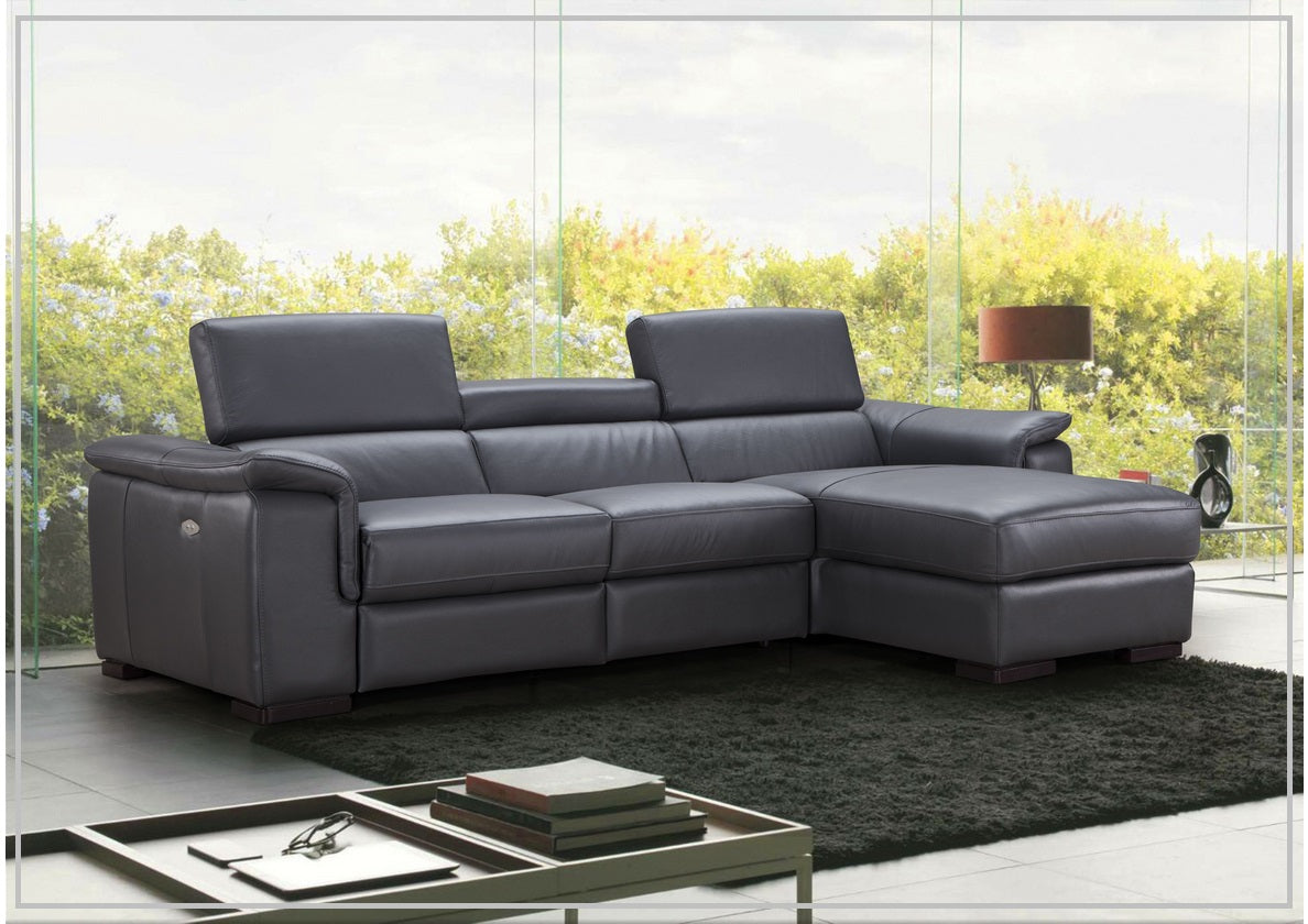 Gio Italia Allegra L-Shaped Leather Recliner Sectional Sofa - Modern Genuine Leather Reclining Couch for Living Room, Home Theater & Family Gatherings