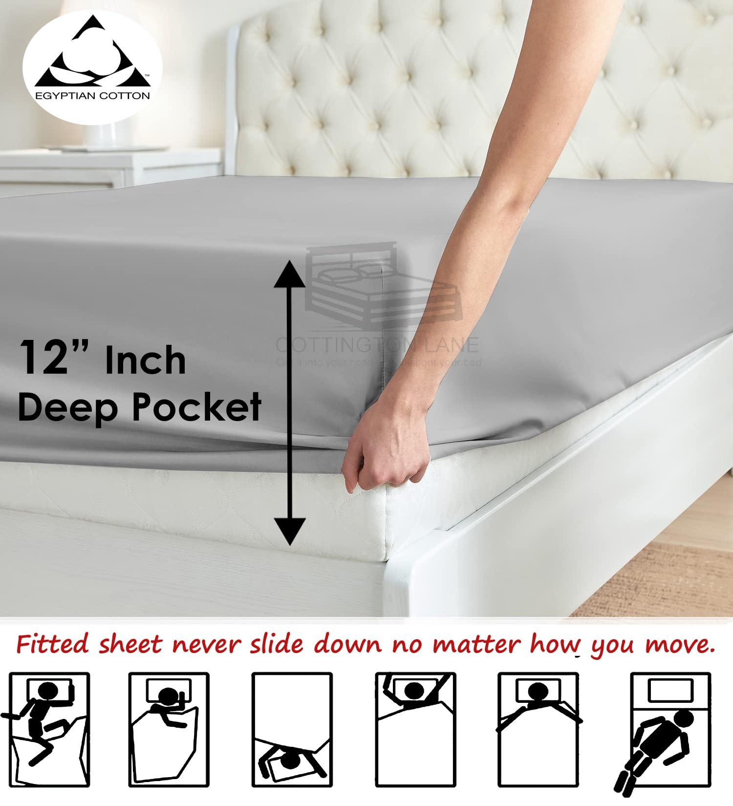 Split King Sheets Set for Adjustable Beds - 12 Inch Deep Pocket Cotton Twin XL Fitted Sheets - Silver Grey Solid - Perfect for Adjustable Beds, Guest Rooms & Master Bedrooms