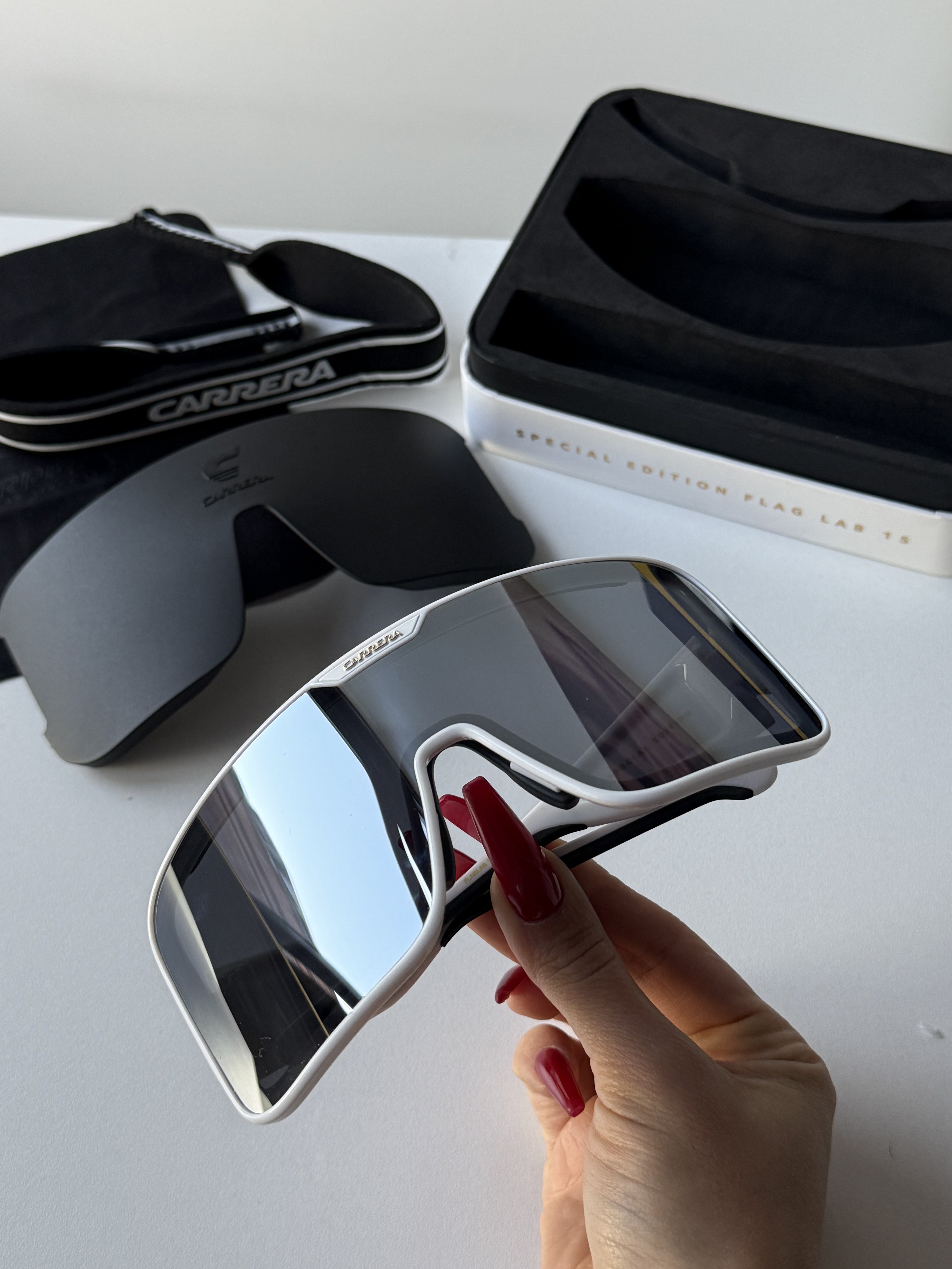 Carrera Flaglab 15 Oversized Silver Mirror Sunglasses for Women & Men - UV Protection, Fashionable & Trendy Shades for Beach, Driving & Outdoor Activities