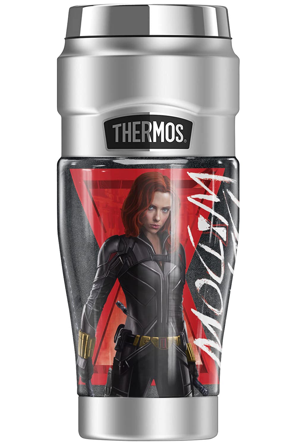 MARVEL Black Widow Stainless Steel Travel Tumbler 16oz - Vacuum Insulated Double Wall Thermos for Hot & Cold Drinks - Perfect for Office, Gym, Camping & Outdoor Adventures
