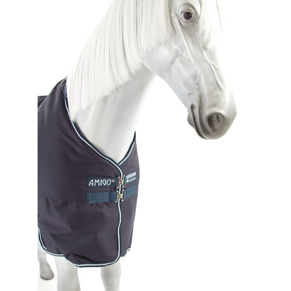 Horseware Ireland Amigo Bravo 12 Heavy 400g Turnout Blanket for Horses - Navy/Navy - Size 75 - Waterproof & Breathable Winter Horse Blanket for Stable & Outdoor Riding