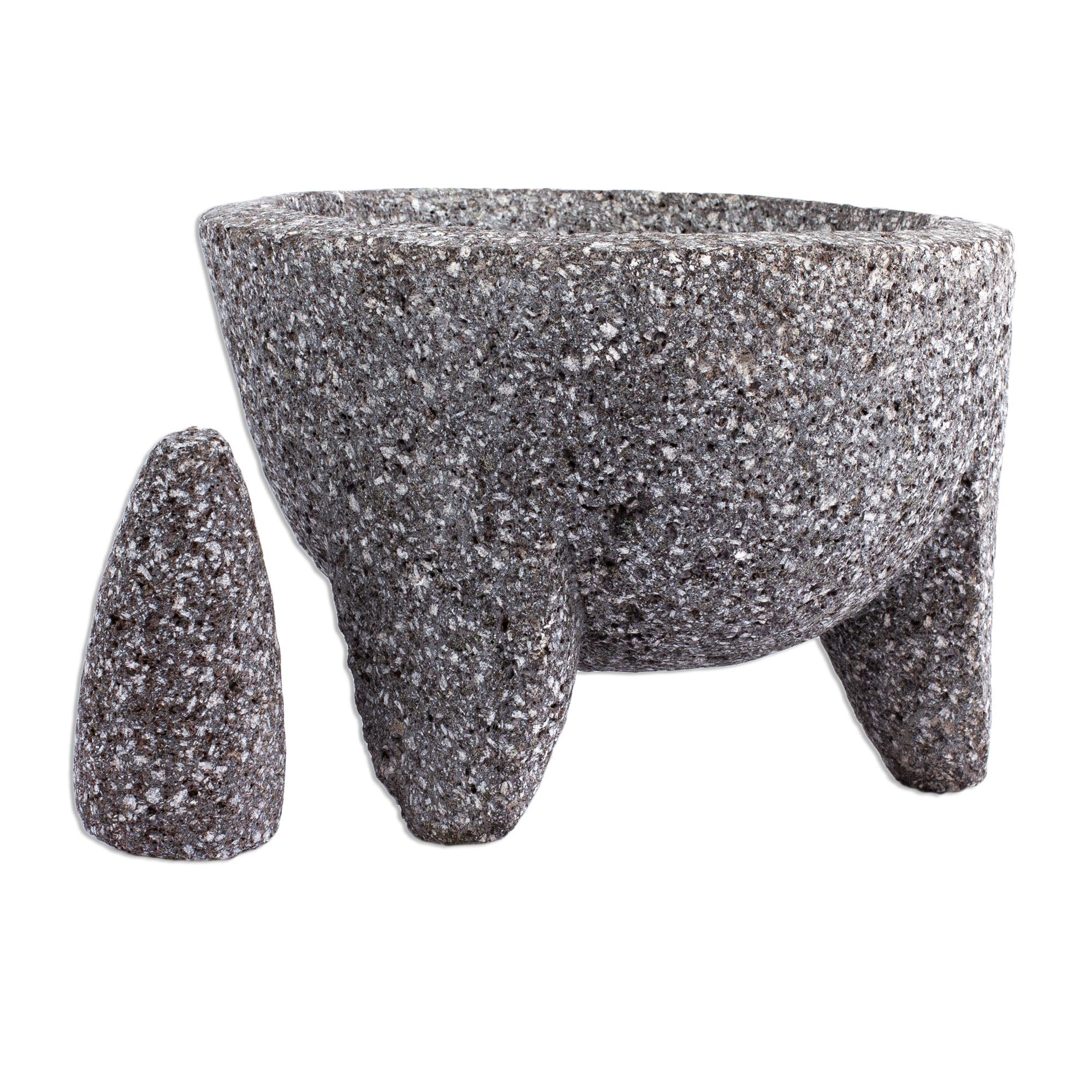 Handmade Basalt Molcajete - Traditional Mexican Stone Mortar & Pestle | Authentic Mexican Kitchenware for Guacamole, Salsa & Spices | Perfect for Home Cooking & Mexican-Themed Dinner Parties
