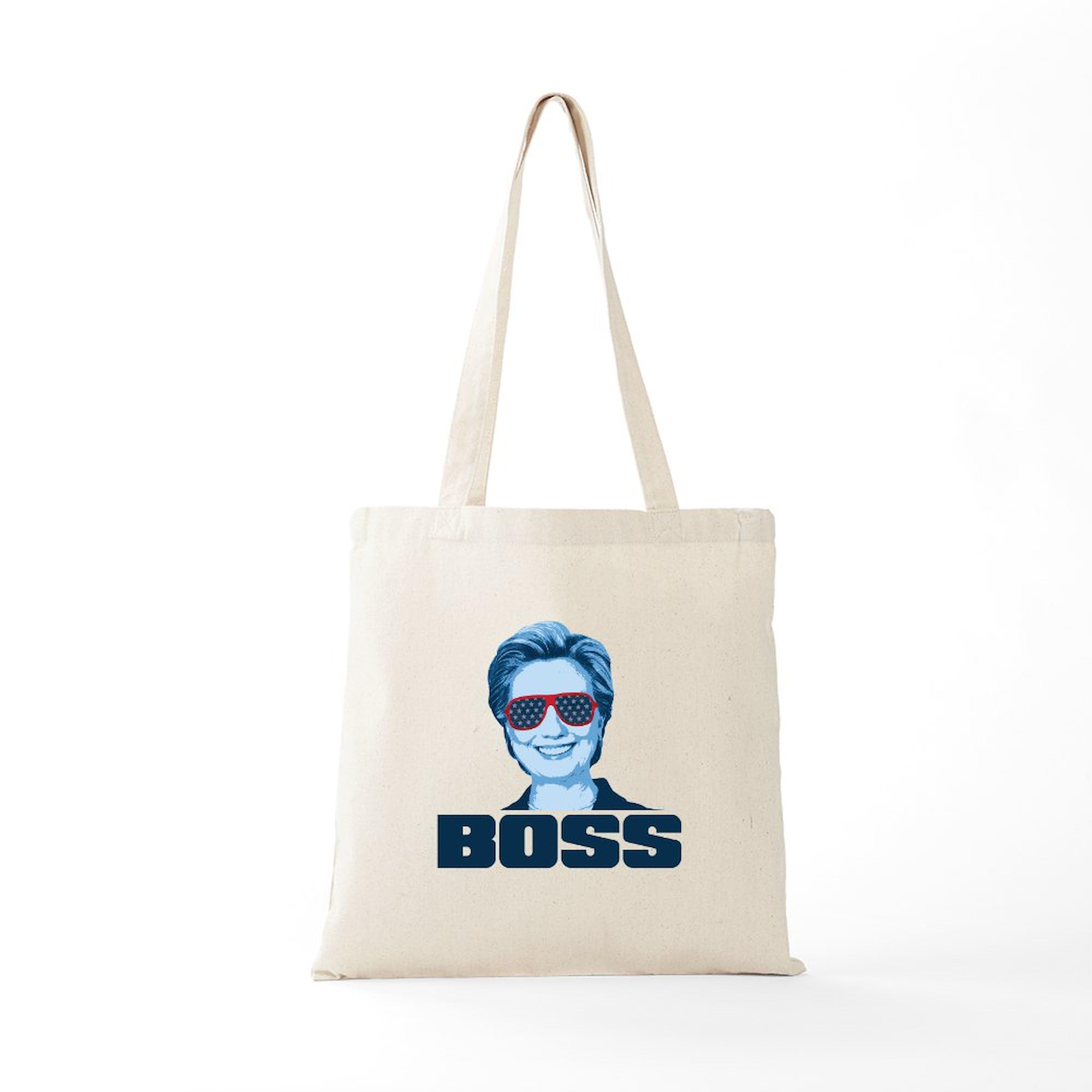 Hillary BOSS Tote Bag - Natural Canvas Reusable Shopping Bag for Women, Eco-Friendly Grocery Tote - Perfect for Work, Gym, Beach & Daily Errands