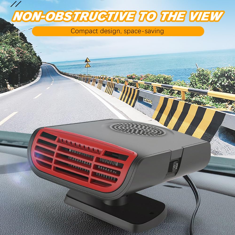 12V Portable Car Heater & Defroster - Fast Heating for Windshield Defogging - Ideal for Winter Driving