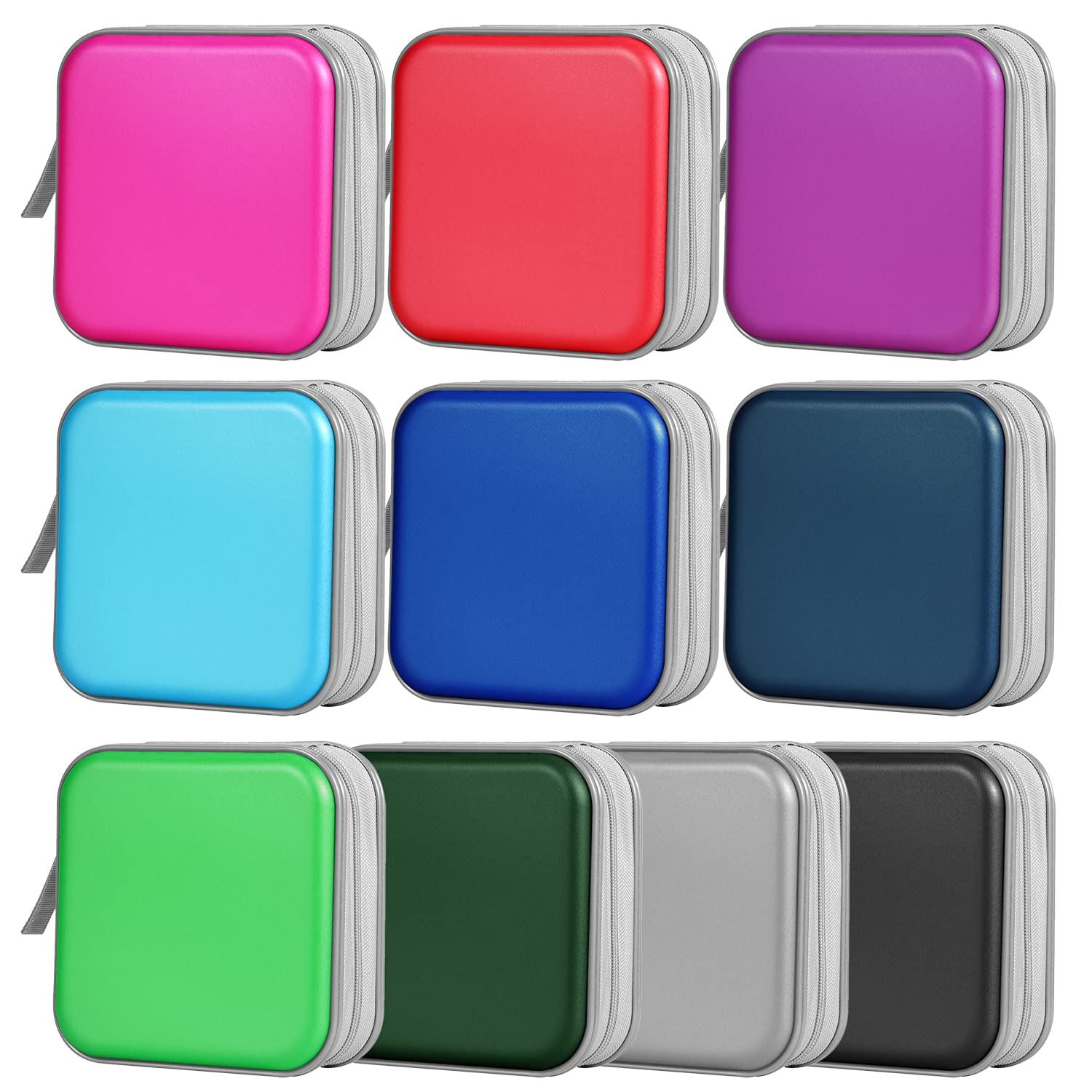 TNP 40-Capacity CD DVD Case Holder Organizer - Portable Hard Shell Disc Wallet for Car, Video Game Storage - Zippered CD Book Holder (Green) - Perfect for Travel, Home & Office Organization