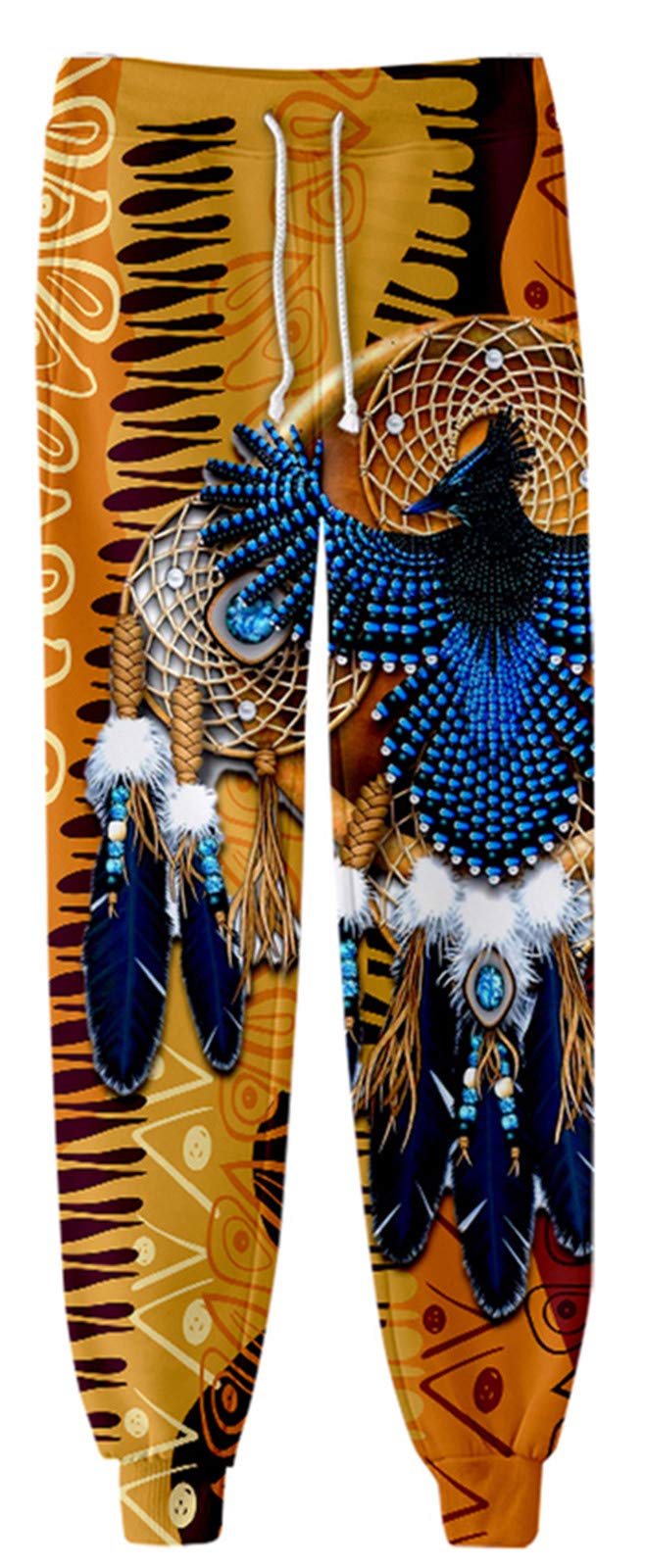 Native American Pants for Men & Women - Elastic Waist Jogger Trousers - Comfortable Tribal Print Lounge Pants for Yoga, Meditation & Casual Wear