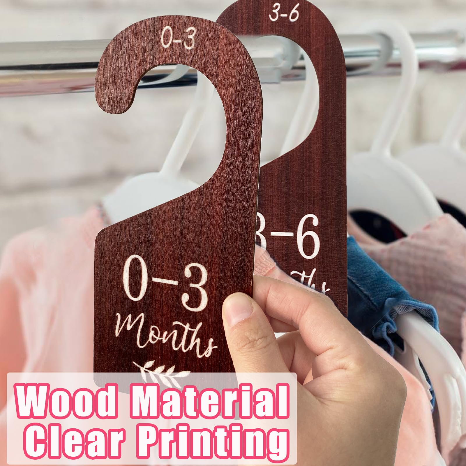 Wooden Baby Closet Dividers - Double-Sided Nursery Organization for Newborn to 24 Months (8-Piece Set, Brown) | Perfect for Nursery Closet Organization & Baby Clothes Size Sorting