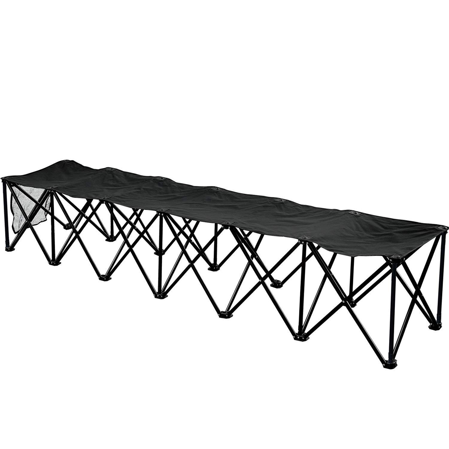 BenefitUSA Portable Folding Sports Bench - 6 Seater Sideline Bleacher Chair for Team Games, Camping & Outdoor Events (Black) - Durable & Lightweight for Easy Transport & Storage