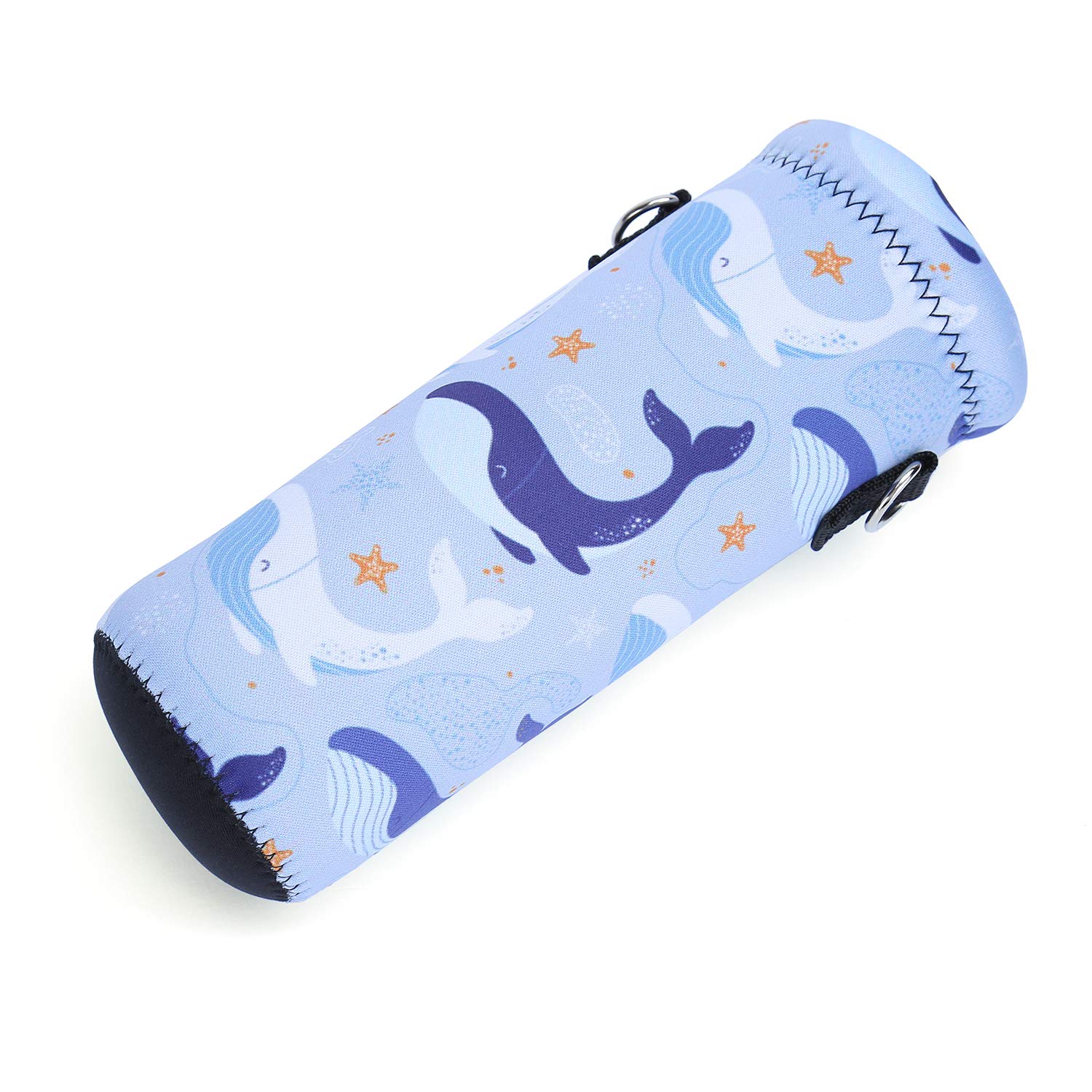 **Amary 1000ML Neoprene Insulated Water Bottle Carrier Bag with Adjustable Shoulder Strap – Fits Stainless Steel, Glass & Plastic Bottles (34OZ) – Perfect for Hiking, Gym & Travel (Whale Design)**