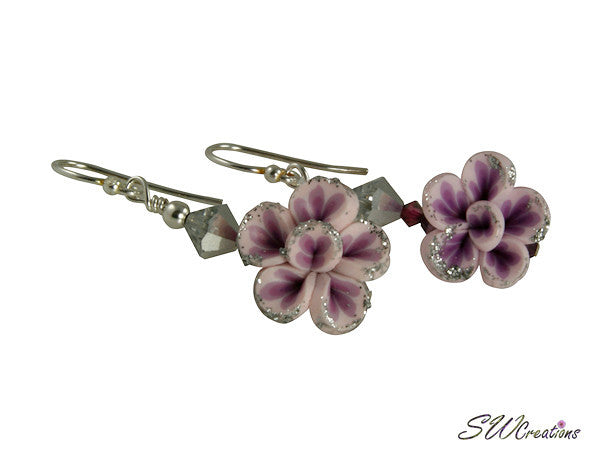 Elegant Lavender Silver Floral Beaded Earrings for Women | Boho Chic Dangle Jewelry | Perfect for Weddings, Parties & Everyday Wear
