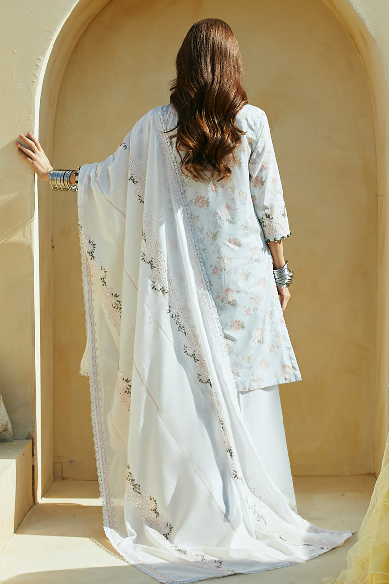 Floral Marine Stitch 3-Piece Lawn Embroidered Suit Set for Women - Elegant Summer Outfits for Beach Weddings, Garden Parties & Special Occasions