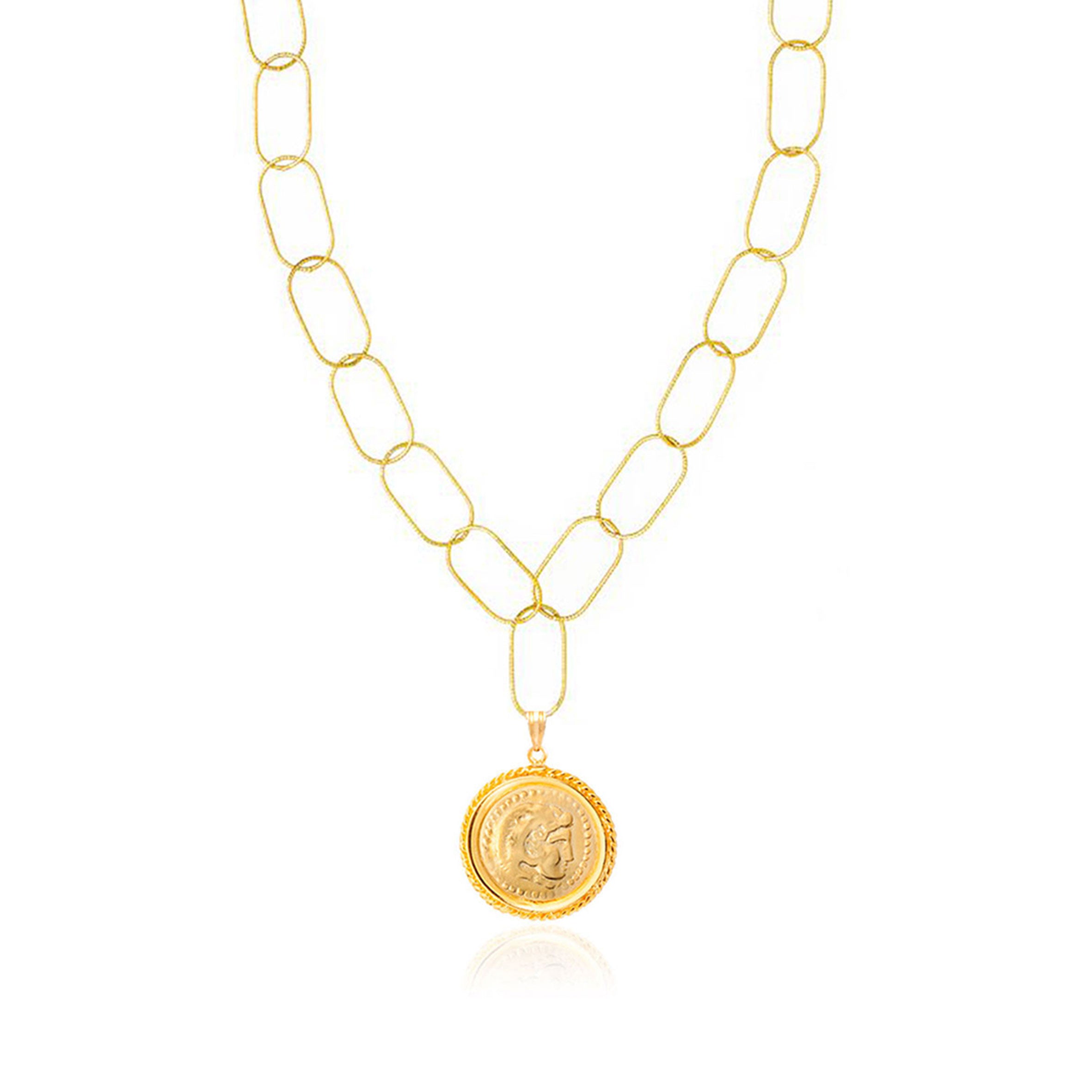 Hercules Oval Pendant Necklace for Women - Elegant 18K Gold Plated Jewelry Gift for Her - Perfect for Valentine's Day, Anniversary & Special Occasions