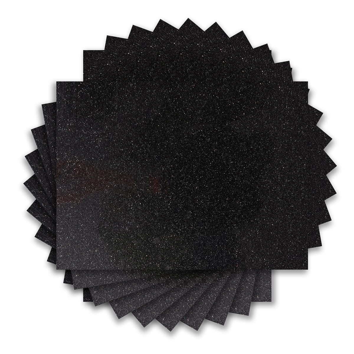 Premium Black Glitter HTV Vinyl Bundle - 10 Sheets 12
