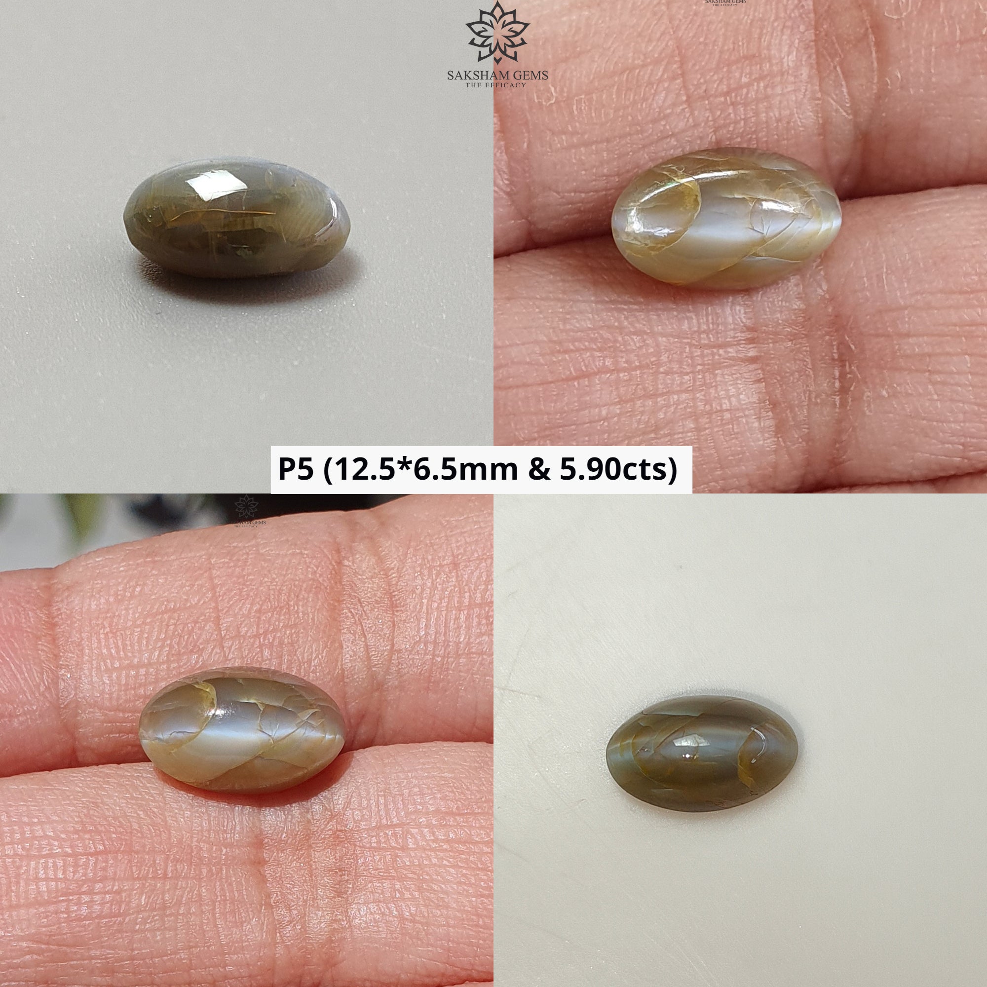 Natural Untreated Chrysoberyl Cat's Eye Gemstone Cabochon - Oval Shape for Jewelry Making (Rings, Pendants & Earrings) - Unheated Healing Stone for Energy Balance & Protection