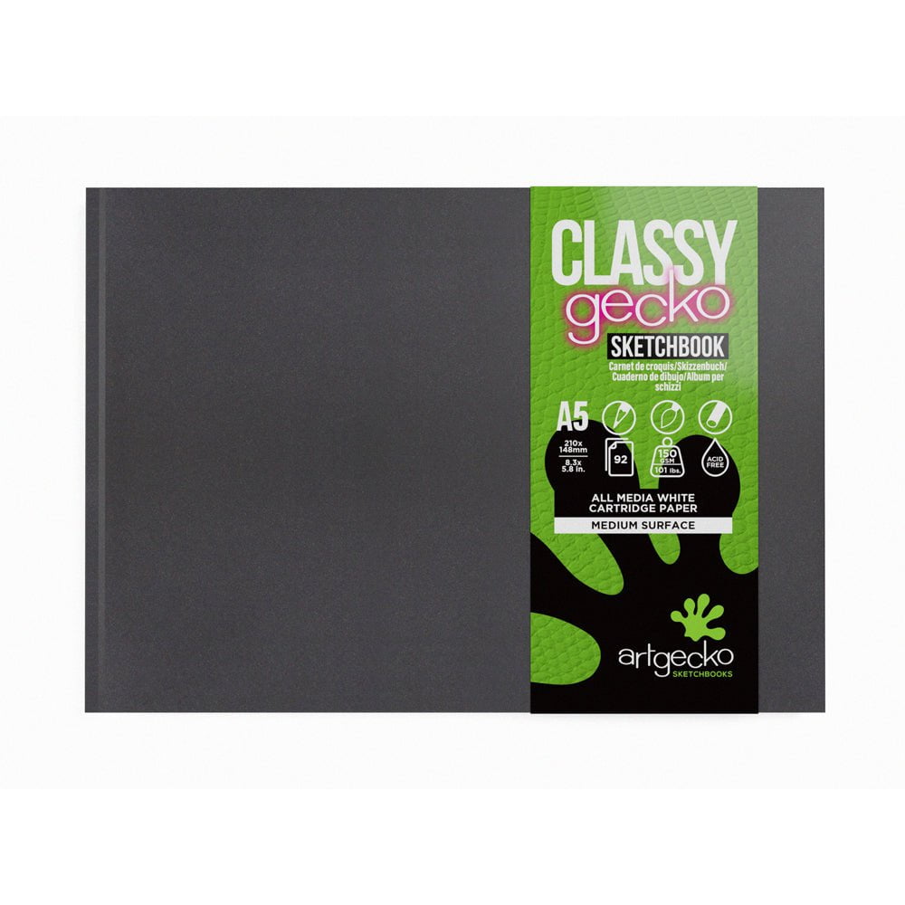 Artgecko Premium A5 Landscape Sketchbook - 92 Pages (46 Sheets) 150gsm White Paper for Artists - Perfect for Drawing, Sketching & Watercolor Painting