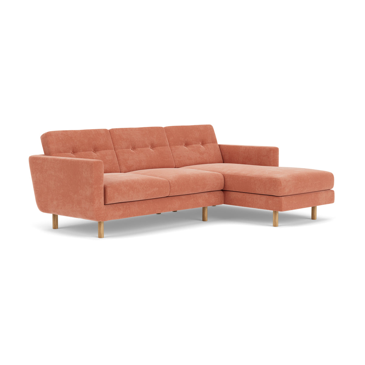 Conrad Fabric Right Chaise Sofa - Modern Sectional Couch for Living Room, Lounge & Home Theater - Comfortable Upholstered Furniture with Chaise Lounge