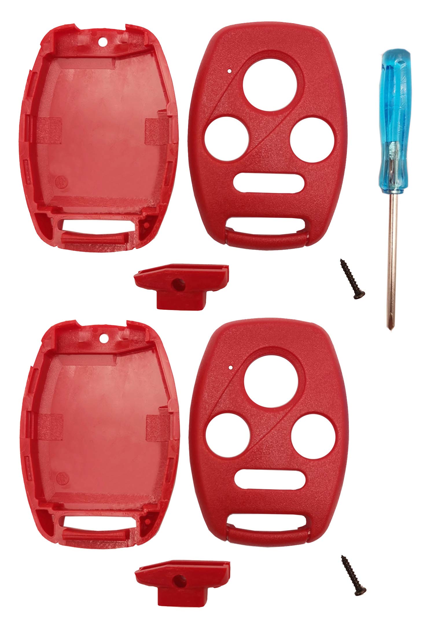 Premium Replacement Key Fob Cover for Honda Accord 2003-2012, Civic EX 2006-2013, Pilot 2009-2015 & CR-V 2005-2006 - Durable Keyless Entry Remote Shell Case (Red, 2-Pack) - Perfect for Car Key Protection & Easy Access