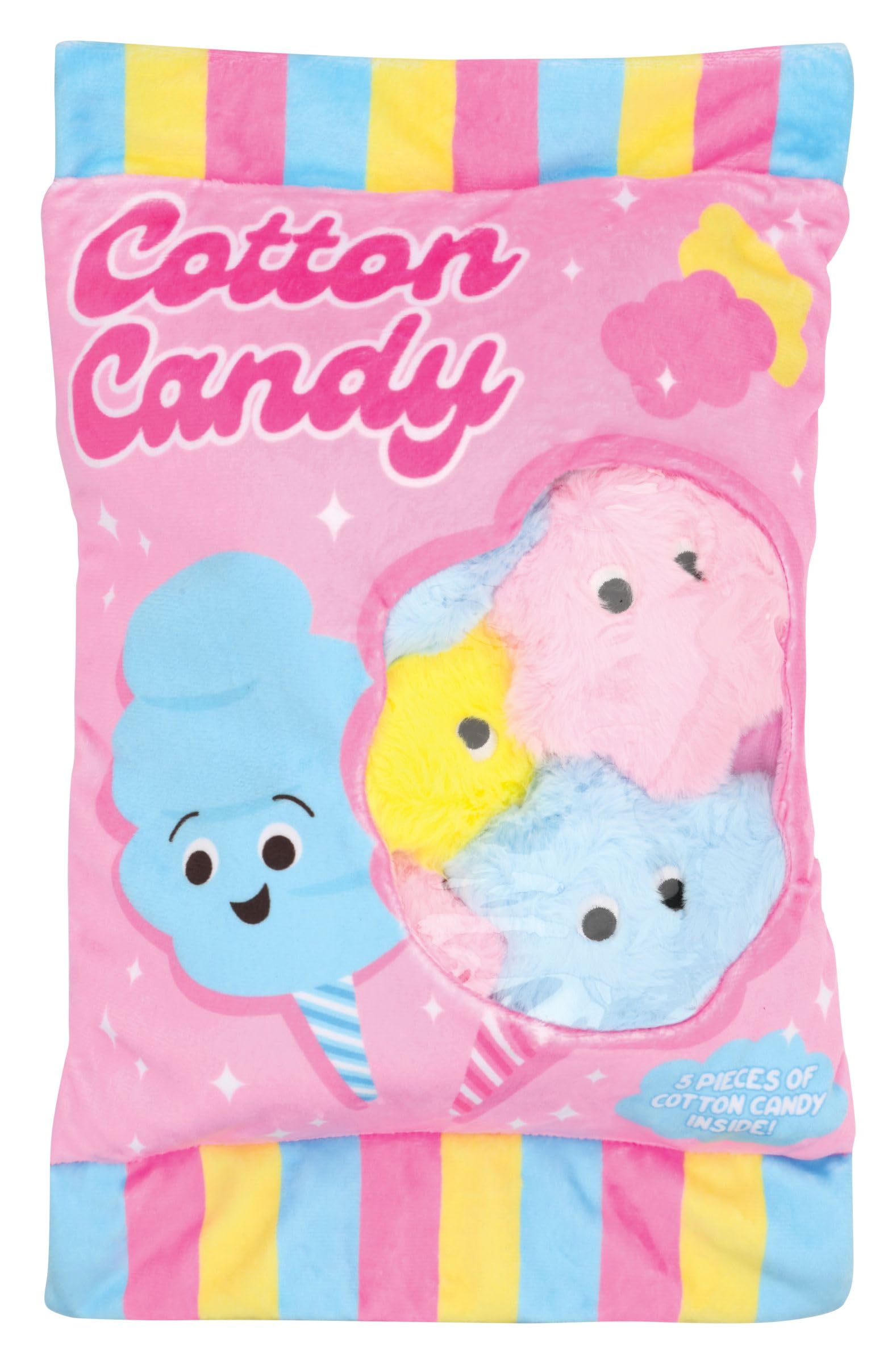 iScream Play with Your Food Cotton Candy Play Pillow Set - Soft Plush Embroidered Decorative Pillows for Kids Room, Nursery, and Playroom Decor
