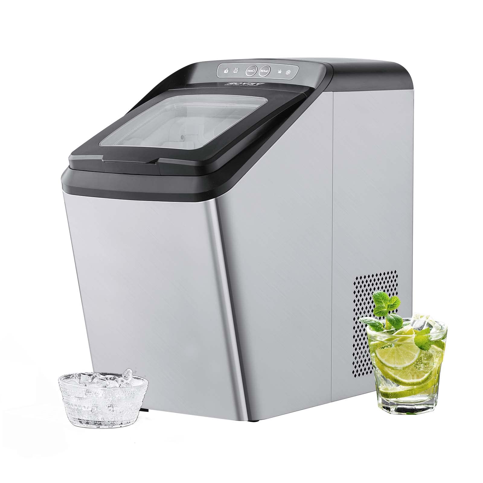 VEVOR 30lbs/24H Nugget Ice Maker with Self-Cleaning - Stainless Steel Chewable Pebble Ice Machine with Ice Scoop & Basket, Dual Water Refill - Perfect for Home, Office, Bars, Restaurants, and Parties