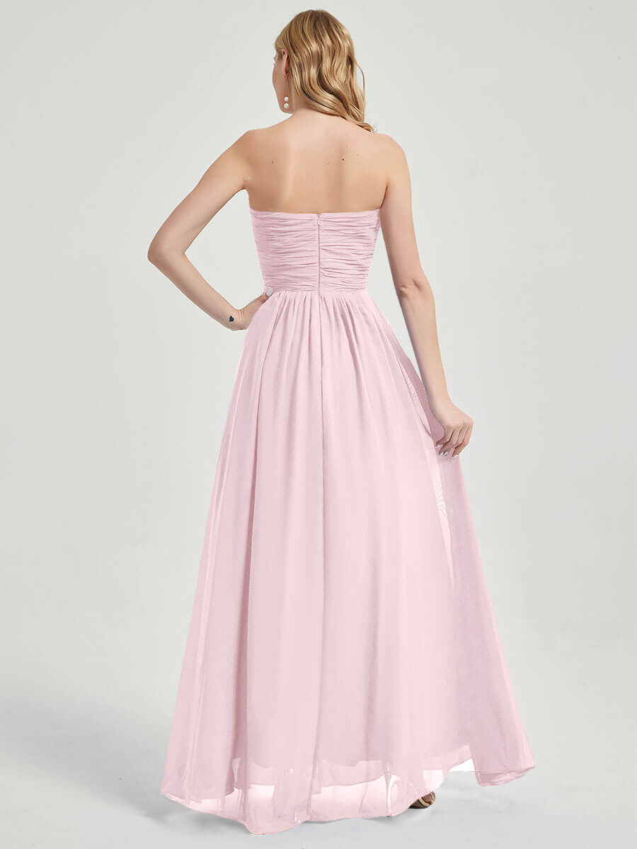 Blush Sweetheart Neckline Strapless Chiffon Maternity Bridesmaid Dress - Perfect for Weddings, Baby Showers & Formal Events