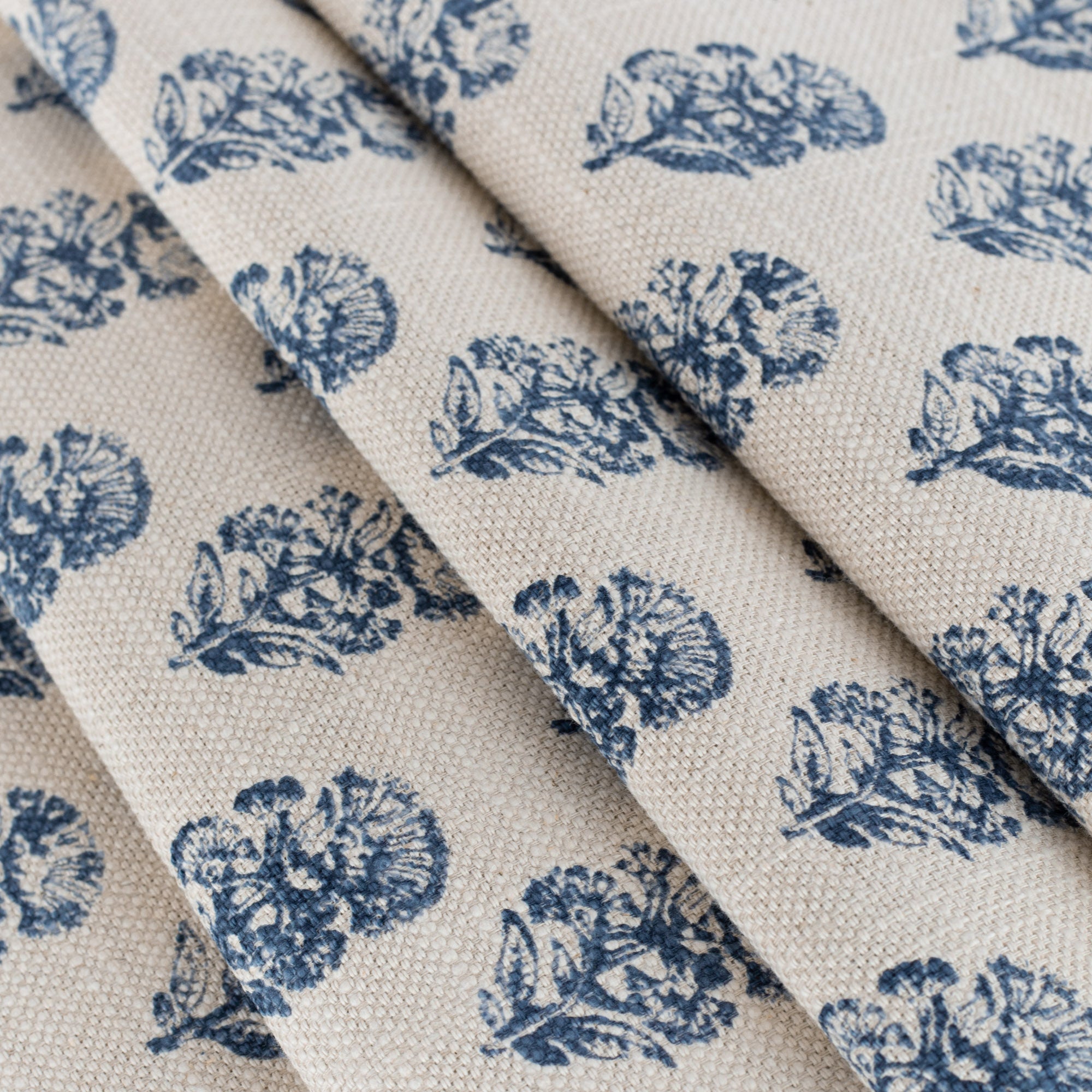 Zola Handmade Block Print Fabric - 100% Cotton Indigo Blue Textile for Quilting, Dresses & Home Decor | Perfect for Boho Chic & DIY Craft Projects