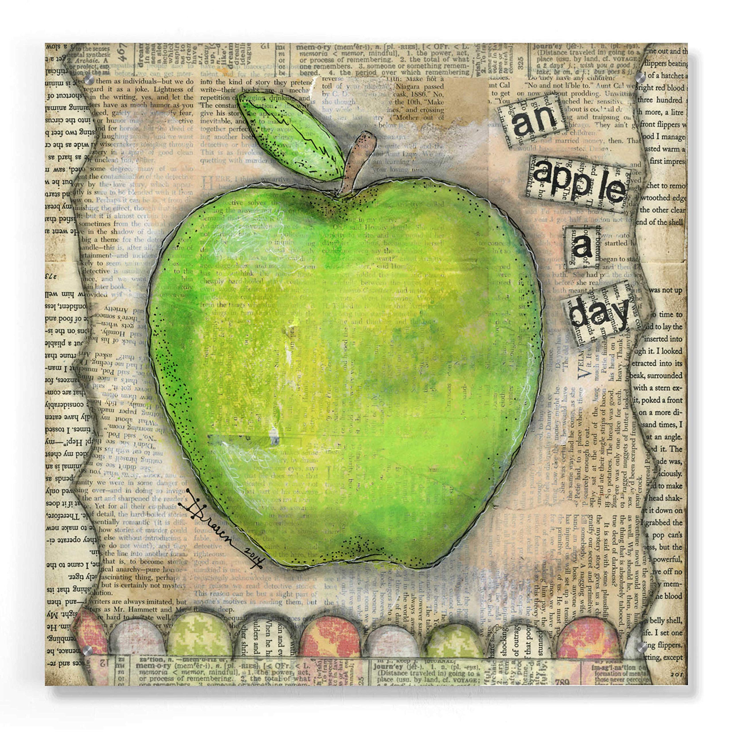 Denise Braun 'An Apple a Day' Acrylic Glass Wall Art - 24x24 Inches Modern Home Decor for Living Room, Bedroom & Office