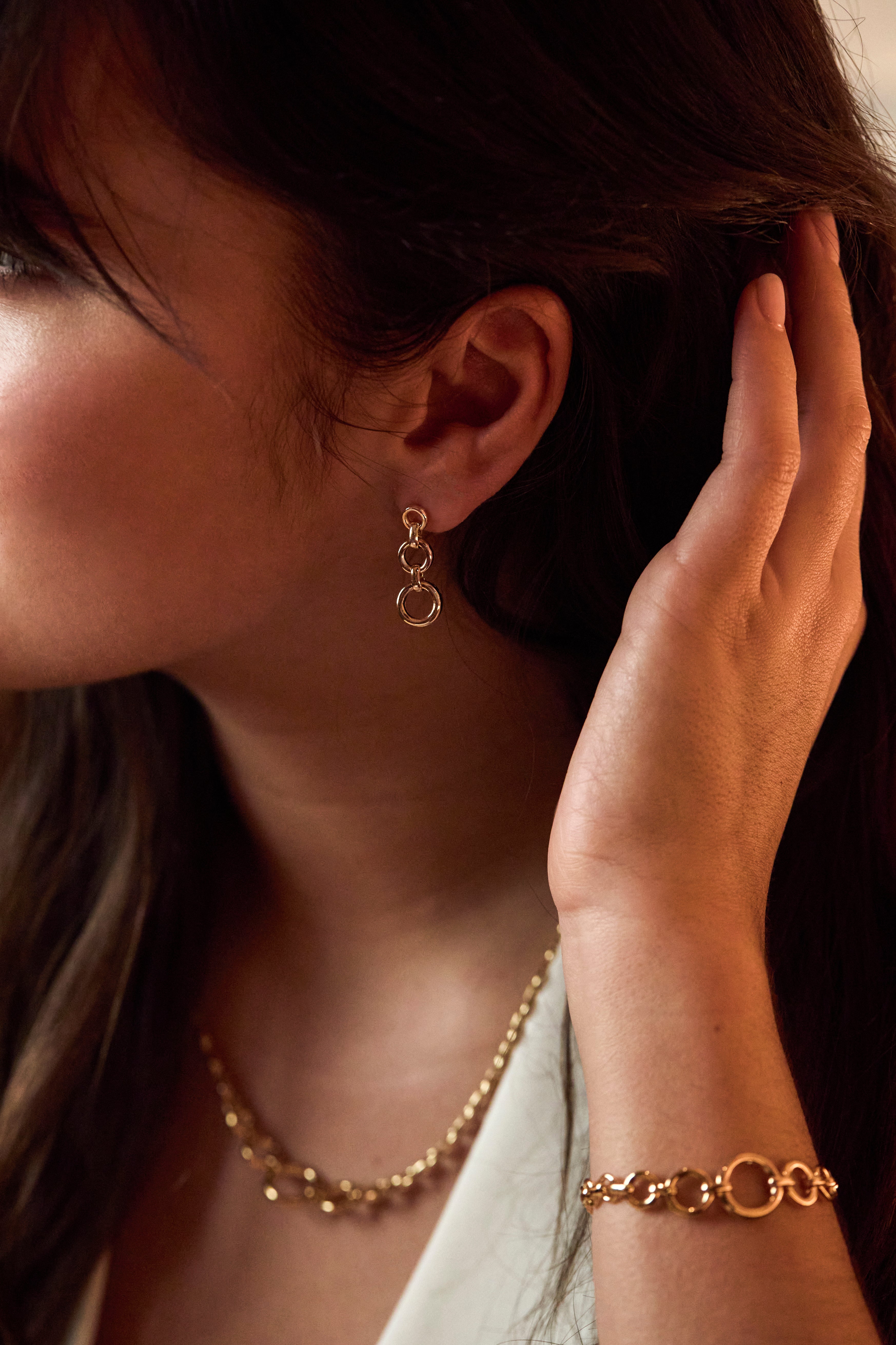 Elegant Graduated Round Link Drop Earrings for Women - Perfect for Weddings, Parties & Everyday Wear