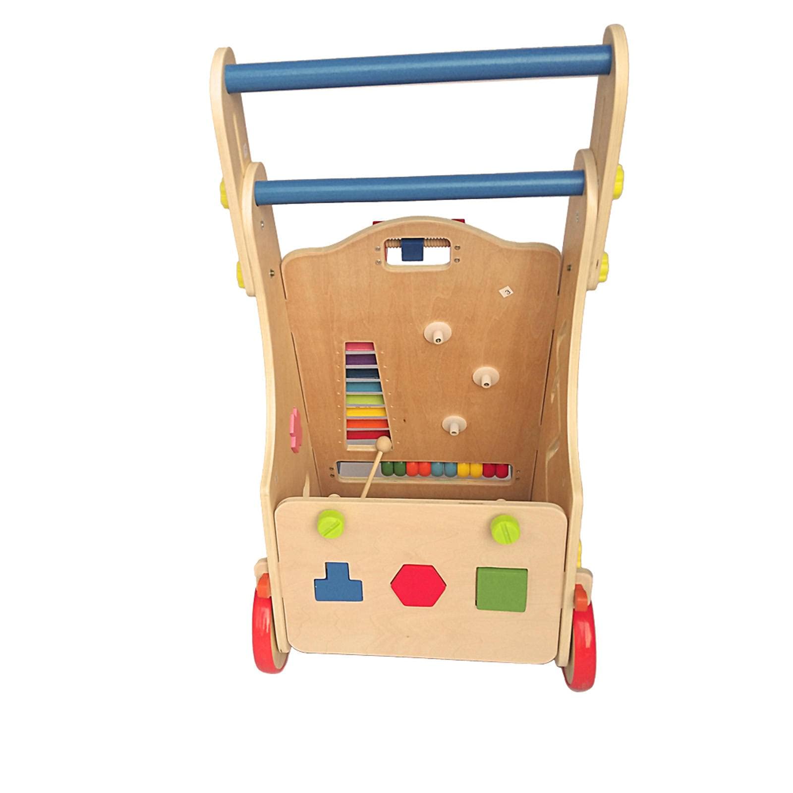 Adjustable Wooden Baby Walker with Activity Toys - Safe Toddler Learning Walker for Boys & Girls - Perfect for Early Learning & Indoor Playtime