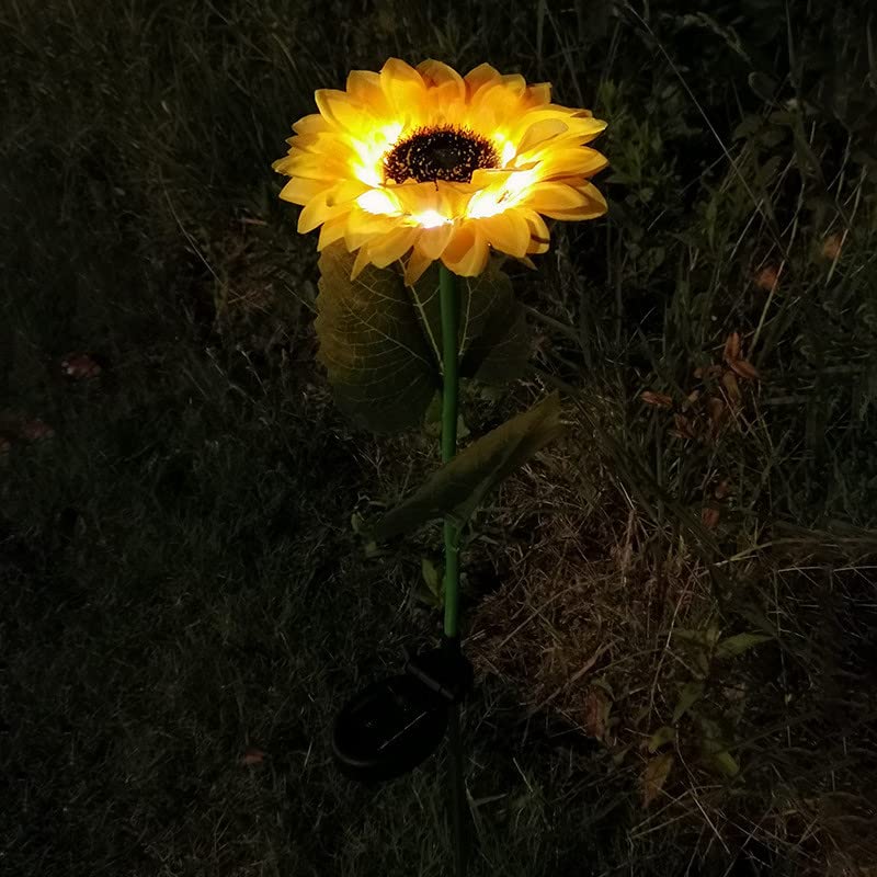 Sunflower Solar Lights Outdoor - Waterproof Metal Garden Decor for Patio, Porch, Walkway & Backyard (1 Pack, Yellow) | Solar-Powered Art Deco Lighting for Evening Ambiance