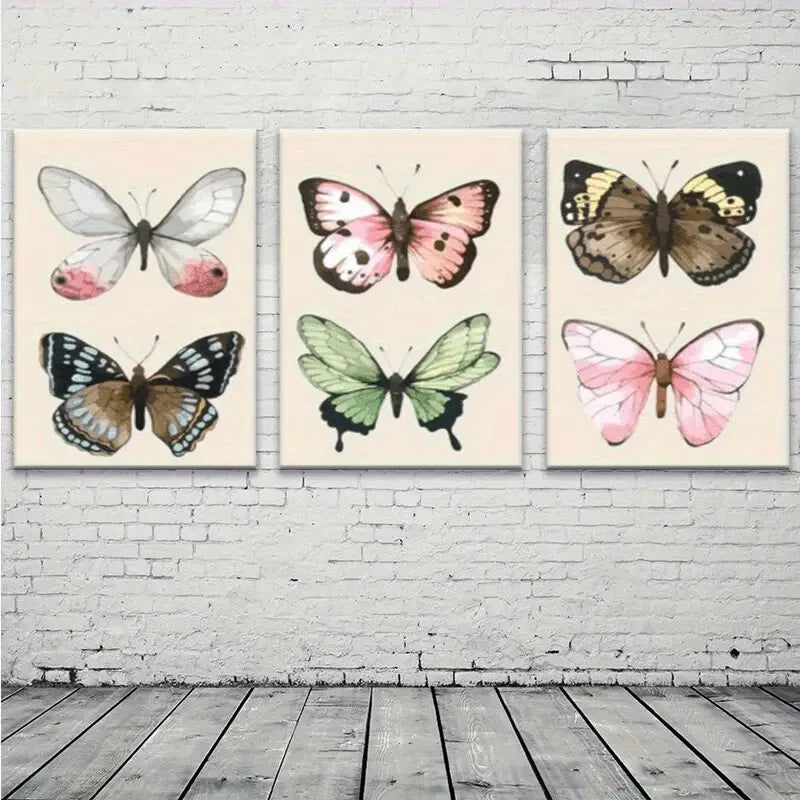 3-Piece Abstract Butterfly Vintage Metal Wall Art - Ready to Hang Home Decor for Living Room, Bedroom & Office