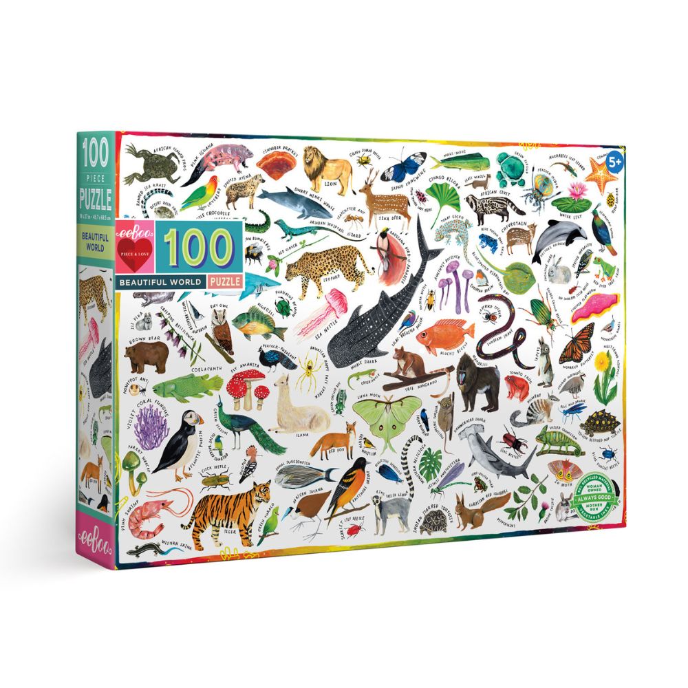 eeBoo Beautiful World 100 Piece Jigsaw Puzzle - Educational Toy for Kids, Family Game Night & Home Decor