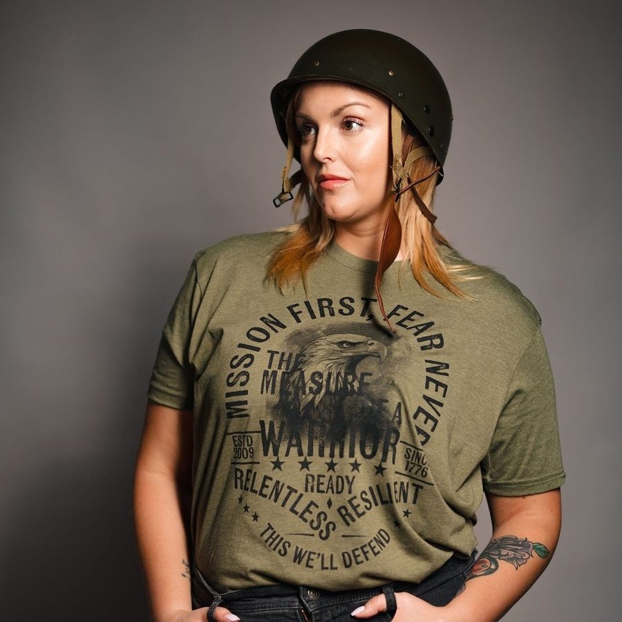 Women's Mission First Boyfriend Fit T-Shirt - Military Green | Casual Comfort Tee for Everyday Wear & Layering
