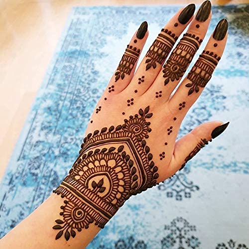 IVANA'S Henna Tattoo Stencil Kit for Hands, Body, Fingers & Face - Temporary Mehndi Art for Kids, Girls & Women - Design NIV-329 (Black, Medium) - Perfect for Parties, Weddings & Festive Celebrations