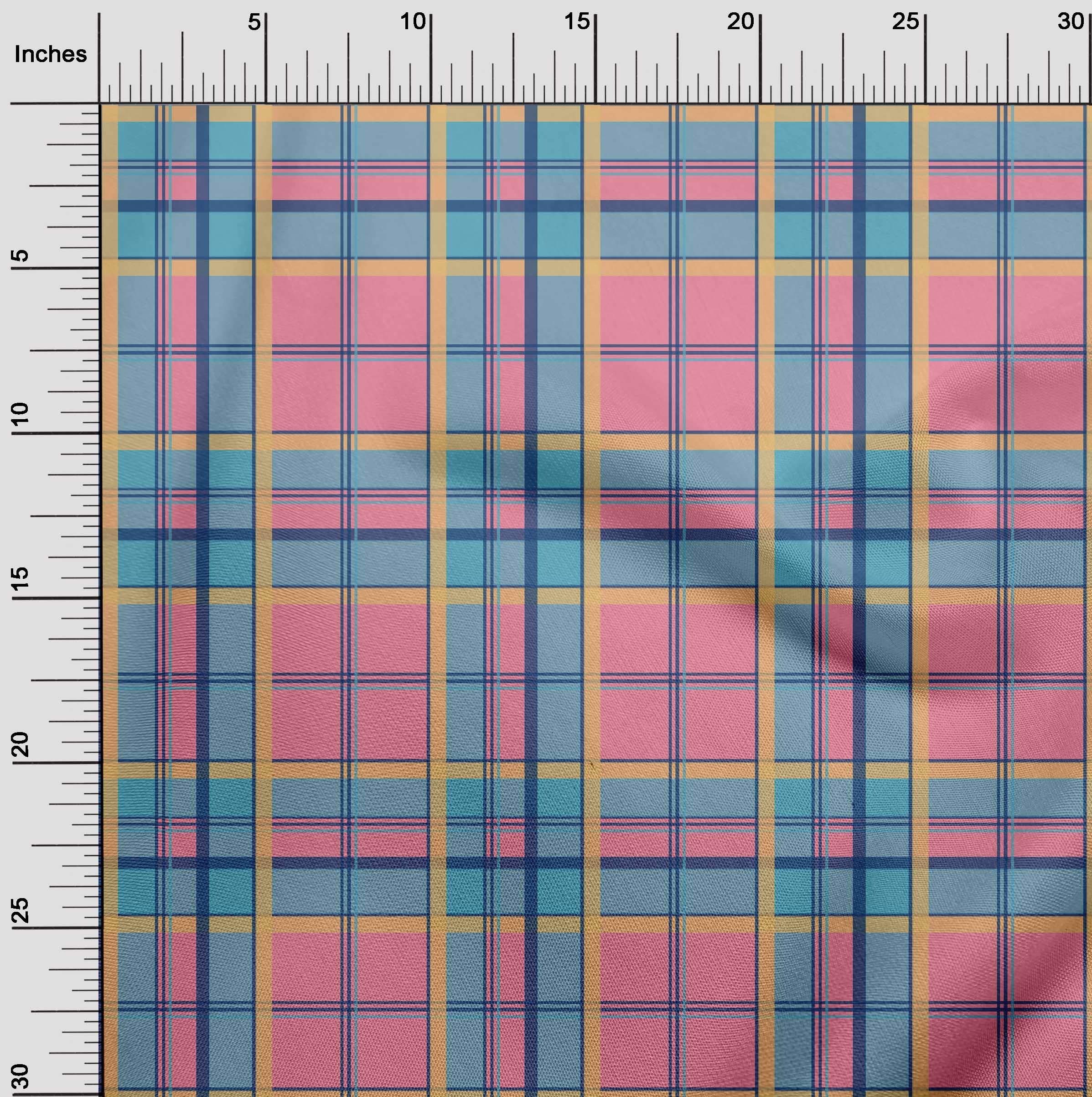 oneOone Polyester Spandex Medium Pink Madras Check Dress Fabric - 56 Inches Wide by The Yard | Perfect for Summer Dresses, Skirts & DIY Fashion Projects