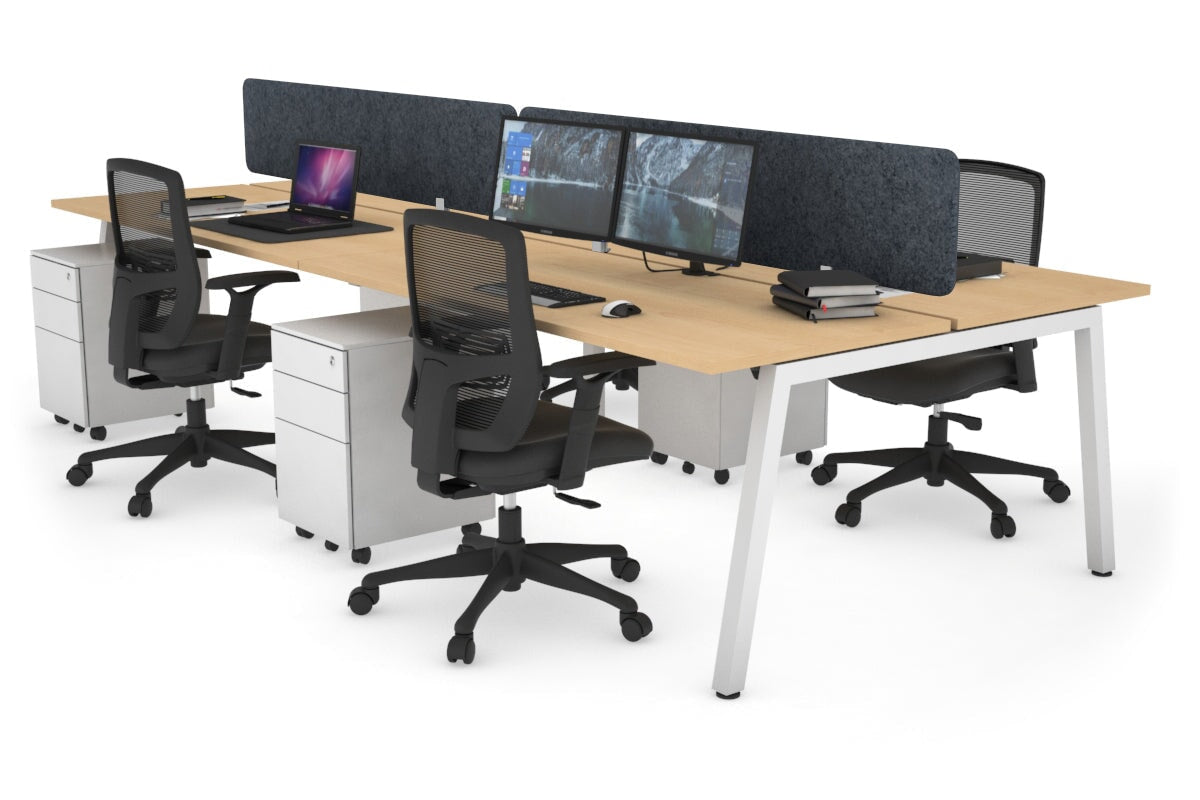 Quadro 4-Person Office Workstation Desk - 1200L x 700W Dimensions - Perfect for Team Collaboration, Open Office Spaces & Coworking Environments