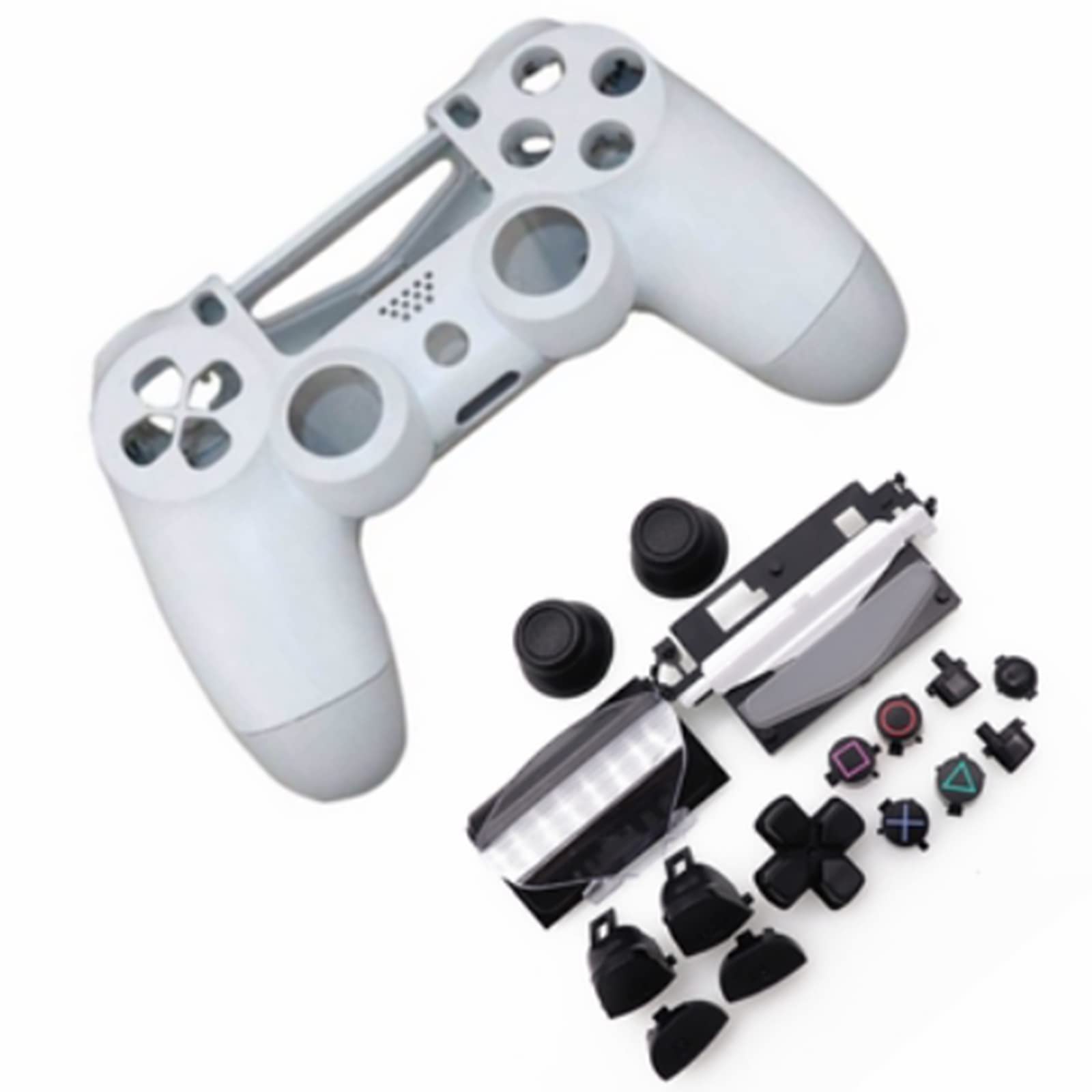 HUAYUWA White Plastic Game Controller Shell with Button Replacement Kit - Compatible with PlayStation 4 Slim 4.0 JDS-040 JDM-040 (V1 Version) - Perfect for Gaming Enthusiasts & DIY Repairs