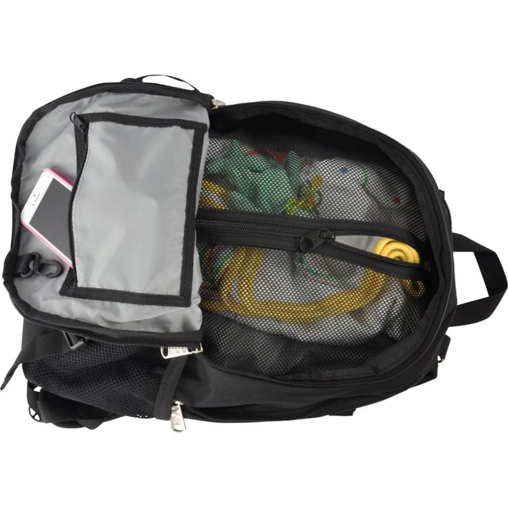 Obersee Rio Diaper Backpack with Insulated Baby Bottle Cooler & Changing Pad - Waterproof Baby Bag with Stroller Clips - Perfect for Travel, Daycare & Outdoor Adventures (Black/Yellow)