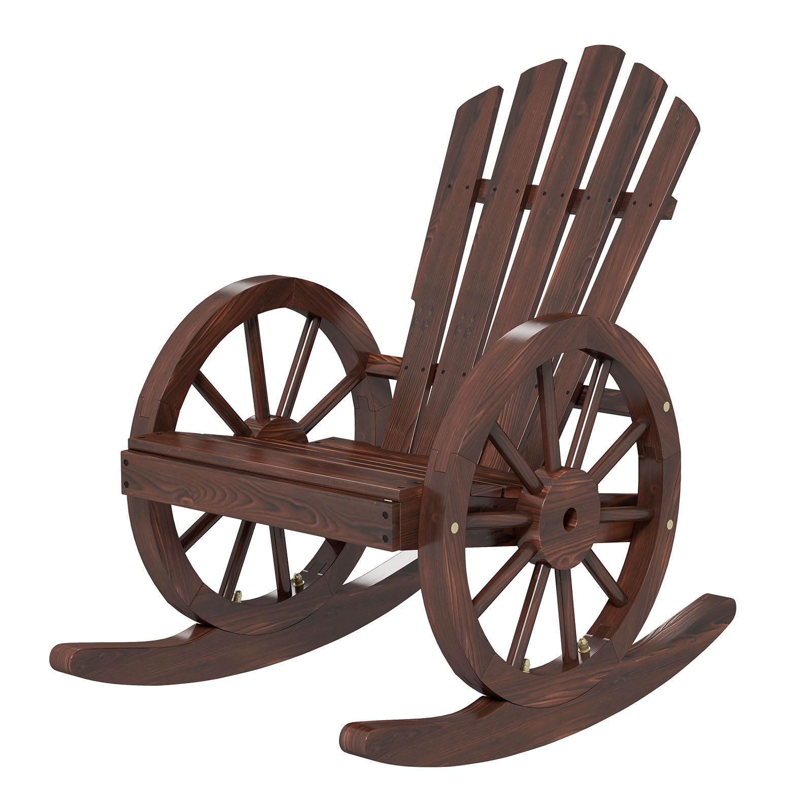 KINTESS Wooden Wagon Rocking Chair - Outdoor Patio Rocker with Armrests for Garden, Porch & Backyard Relaxation (1 Set) - Perfect for Reading, Sunbathing & Enjoying Nature