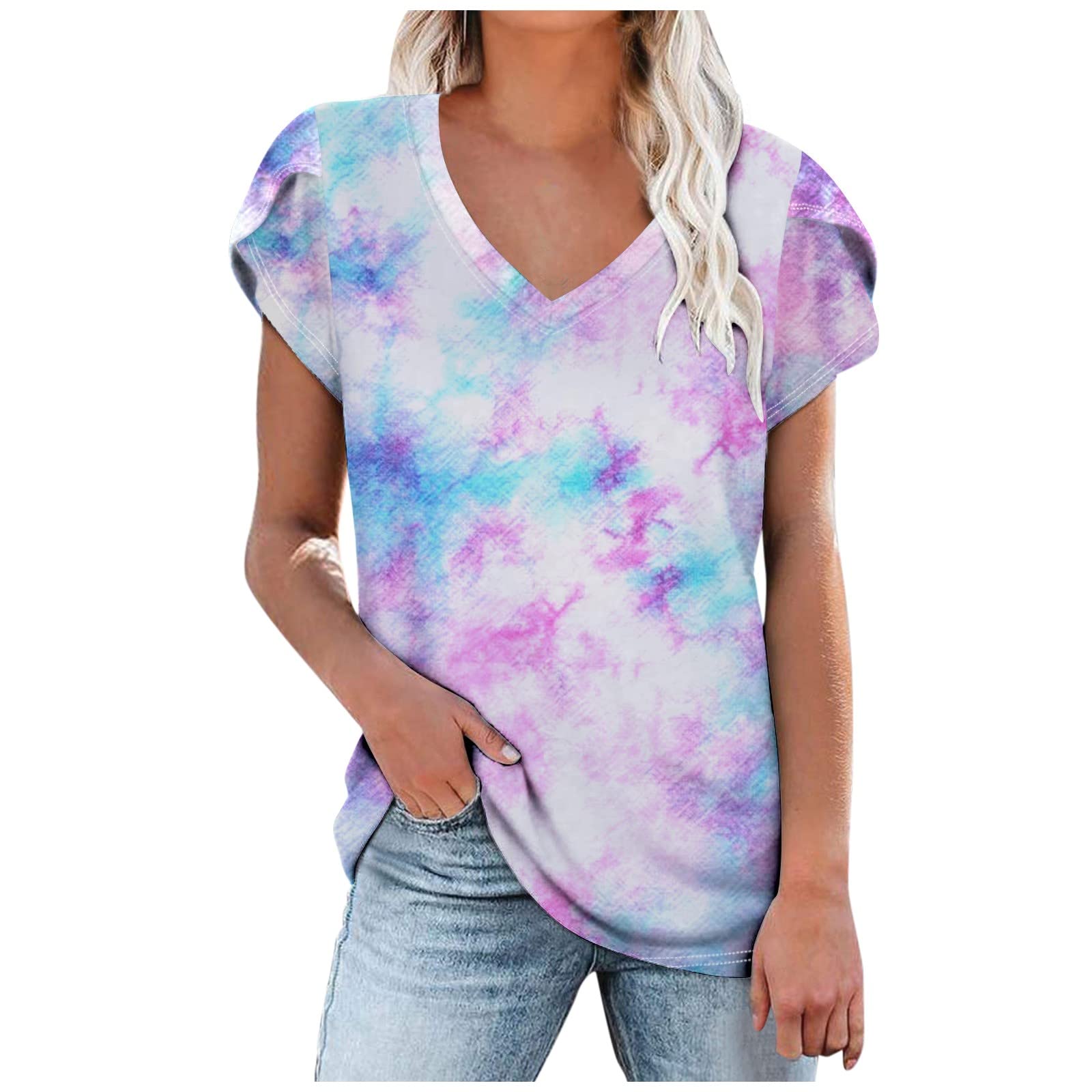 Plus Size Women's Floral Boho Blouses - Short Sleeve V Neck Loose Tops for Casual Office Wear | Summer Work Shirts & Peasant Tees | Perfect for Business Casual, Weekend Outings & Summer Vacations