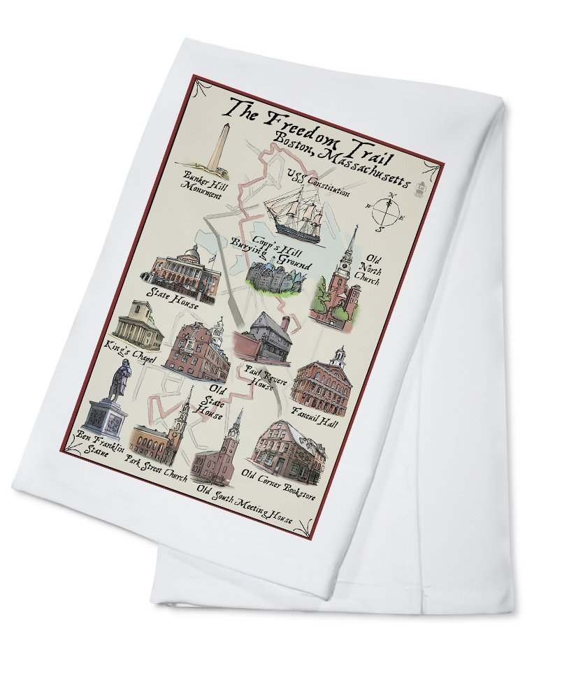 Boston Massachusetts Freedom Trail 100% Cotton Tea Towel - Decorative Kitchen Hand Towel for Home Decor | Perfect for American History Enthusiasts & New England Themed Kitchens