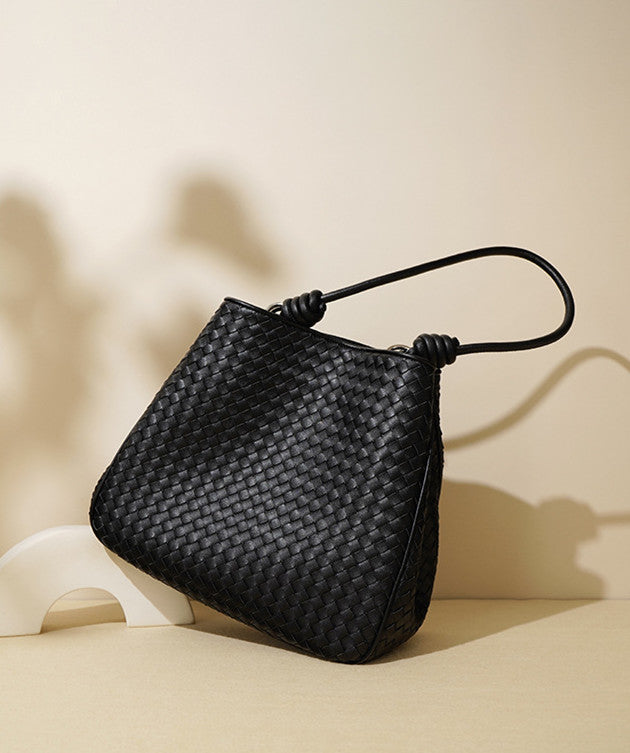 Stylish Knotted Strap Woven Tote Bag for Women - Fashionable Beach Bag, Shopping Tote & Everyday Purse - Perfect for Travel, Work and Casual Outings