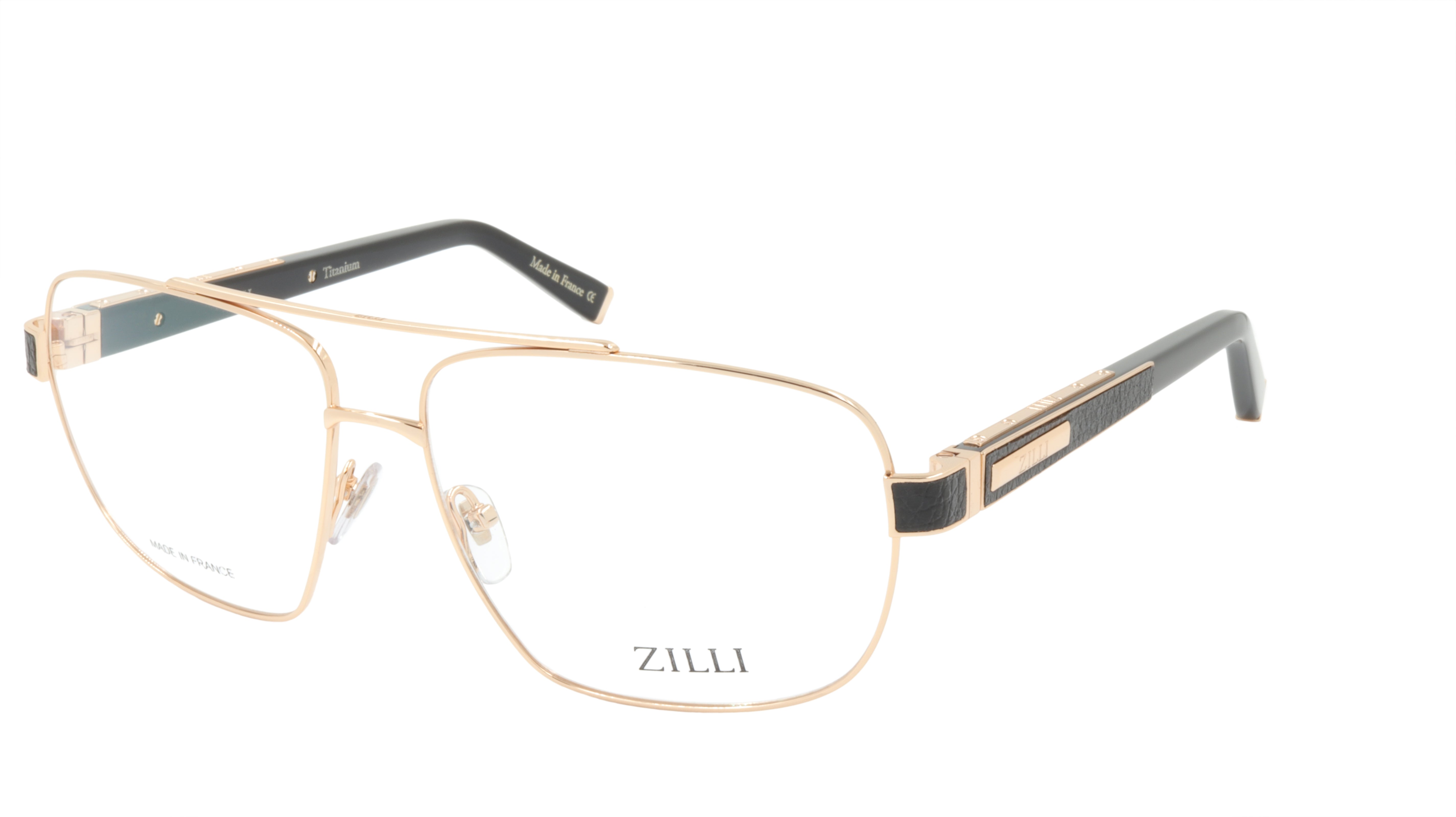 Premium ZILLI Eyeglasses Frame - Titanium & Acetate Leather Combination - Handcrafted in France (Model ZI 60046 C01) - Perfect for Business Meetings & Luxury Fashion Events