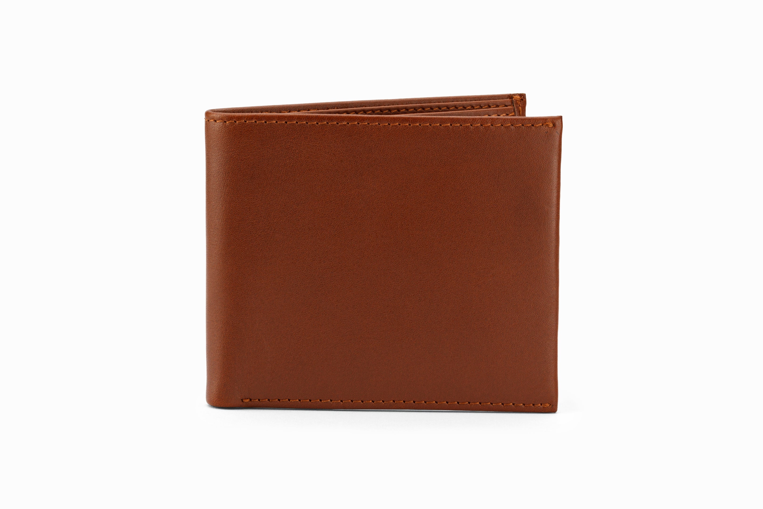 Slim Leather Wallet for Men - Medium Brown Genuine Leather - RFID Blocking - Minimalist Bifold Wallet for Everyday Carry & Travel