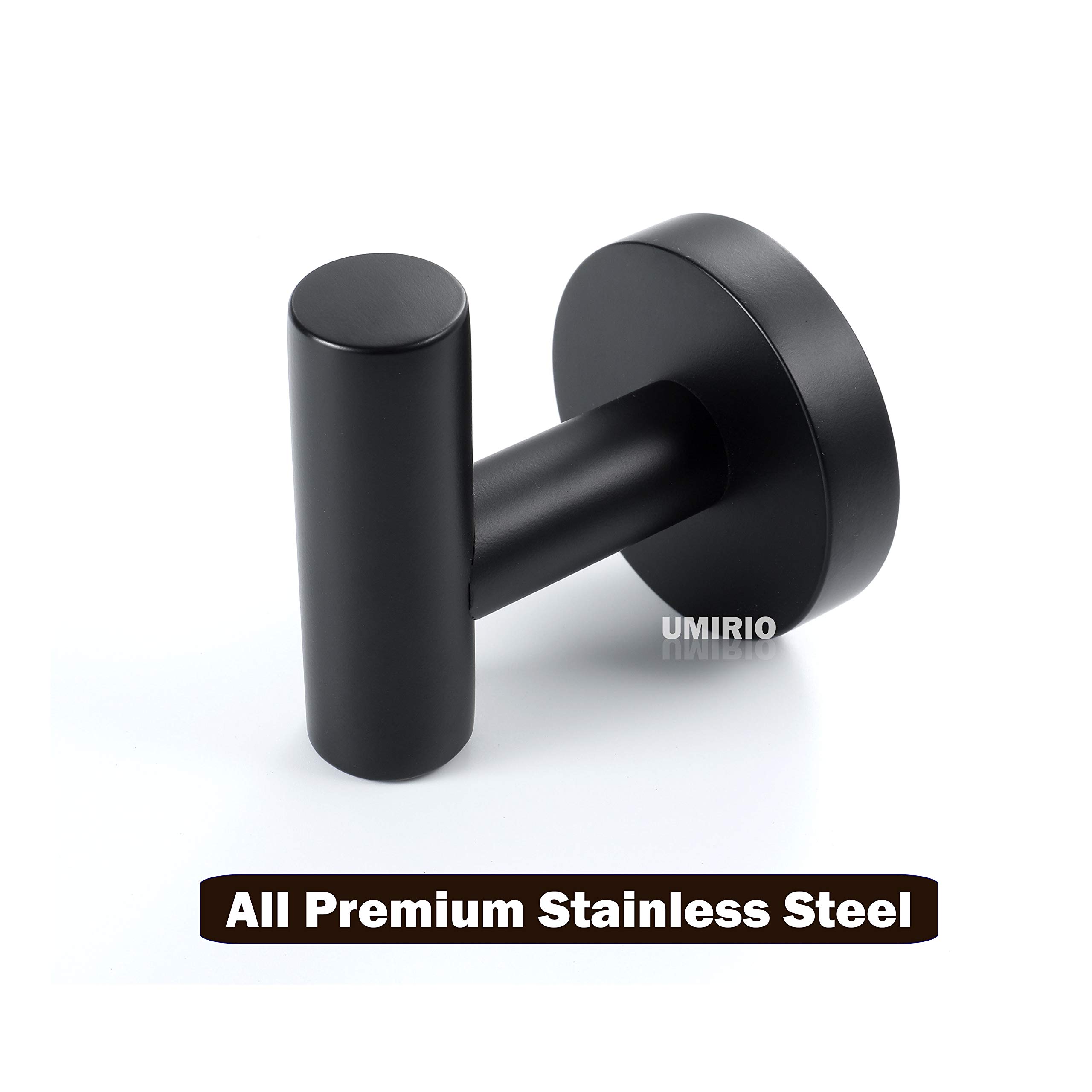 Stainless Steel Wall Hooks 2 Pack - Modern Matte Black Bathroom Towel Hooks, Robe Hangers & Shower Hooks for Bathroom, Kitchen, Bedroom Organization