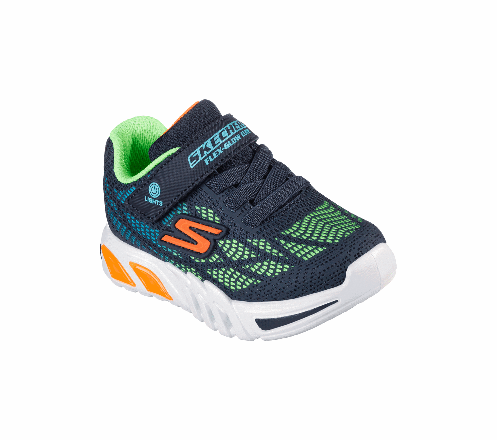Skechers Navy Multi Flex Glow Elite Vorlo Toddler Sneakers - Light Up Shoes for Boys & Girls - Comfortable Walking & Running Shoes for Kids - Perfect for Playtime, School & Outdoor Activities