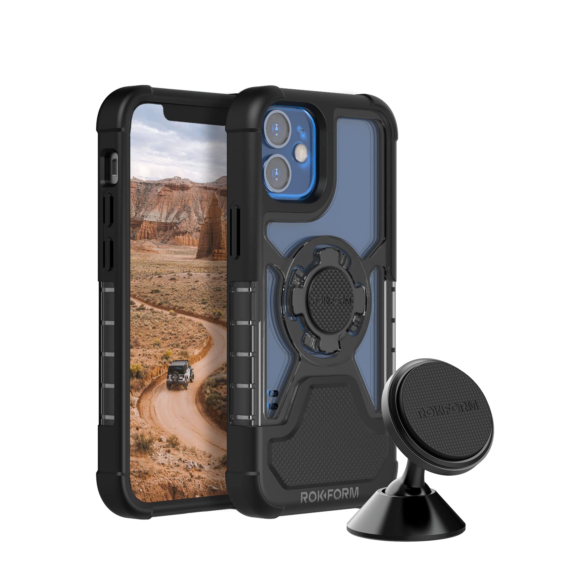 Rokform Crystal Clear Case for iPhone 12 Mini with 360° Swivel Car Mount - Durable Phone Holder for Car, Truck, Van | Perfect for Commuting, Road Trips & Hands-Free Navigation