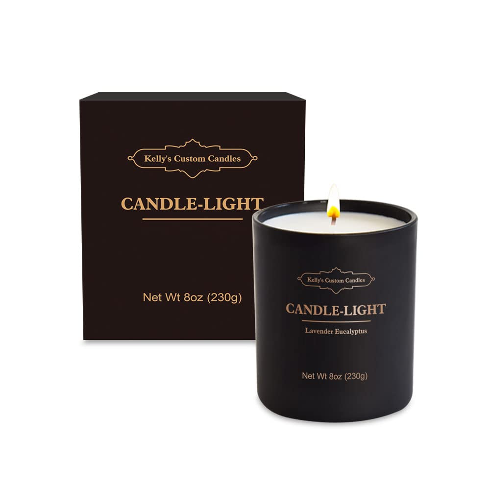 **Lavender Eucalyptus Scented Soy Candle - 8 oz Home Fragrance Candle for Relaxation, Birthday, Christmas & Thanksgiving Gifts for Women - Perfect for Aromatherapy, Online Dating & Home Decor (Black Gift Box Included)**