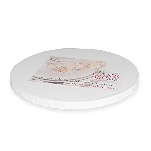 White Cake Boards 8 Inch Round - 1/2 Inch Thick Sturdy Cake Base Drum for 6 Inch Cakes | Greaseproof & Fully Wrapped | Perfect for Birthday, Wedding & Party Cake Decorating (Pack of 1)