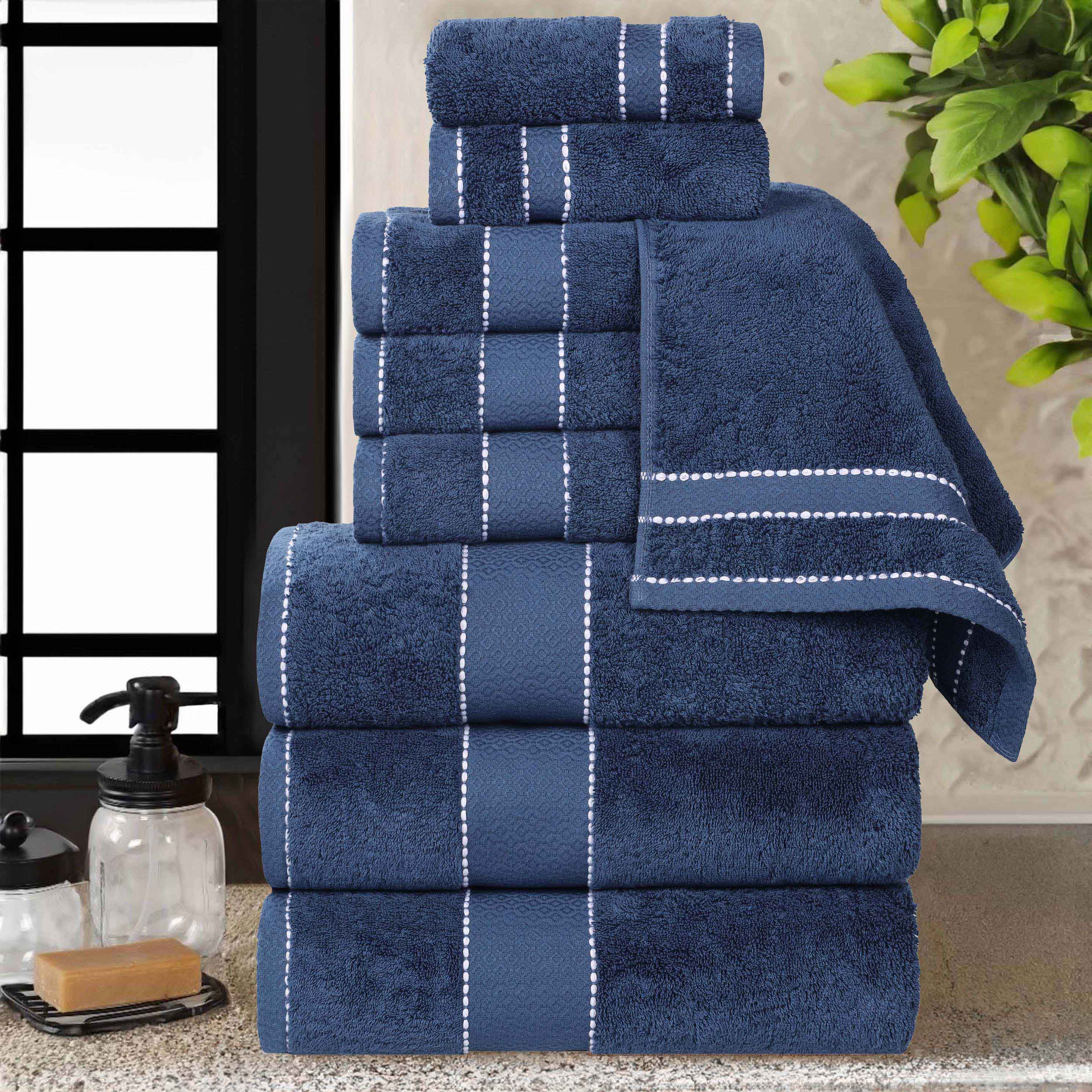 Premium 9-Piece Giza Cotton Towel Set - Ultra Absorbent, Soft & Durable - Made in Egypt - Perfect for Bathroom, Spa & Luxury Home Use