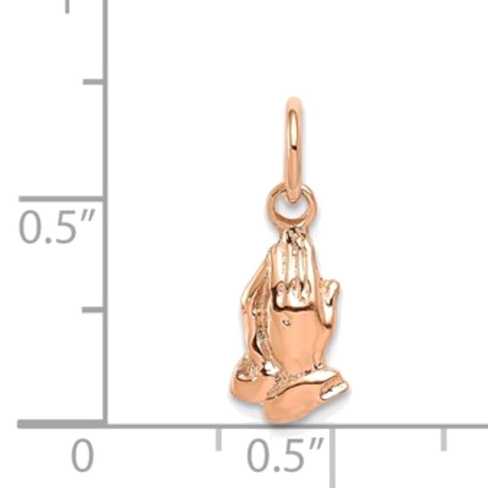 Bonyak 14K Rose Gold Praying Hands Charm Pendant Necklace - Religious Jewelry for Women, Inspirational Gift for Baptism, First Communion & Faith-Based Occasions